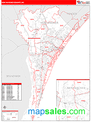 New Hanover County, NC Zip Code Wall Map Red Line Style by MarketMAPS