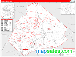 Mercer County, WV Zip Code Wall Map Red Line Style by MarketMAPS