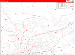 Gatineau Canada City Map Red Line Style