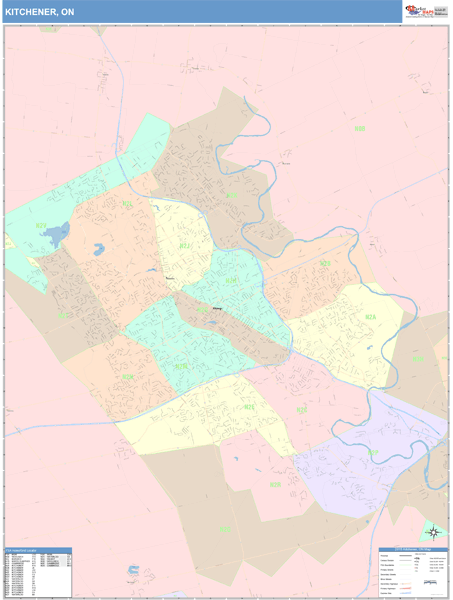 Kitchener Wall Map Color Cast Style By MarketMAPS MapSales   Kitchener 