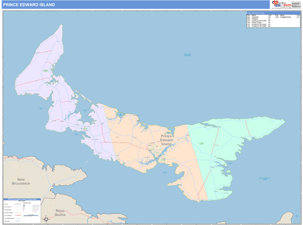 Prince Edward Island Wall Map