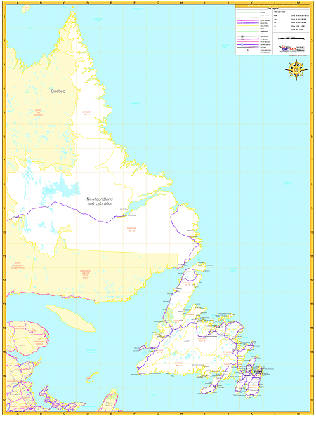 Newfoundland Labrador Wall Map