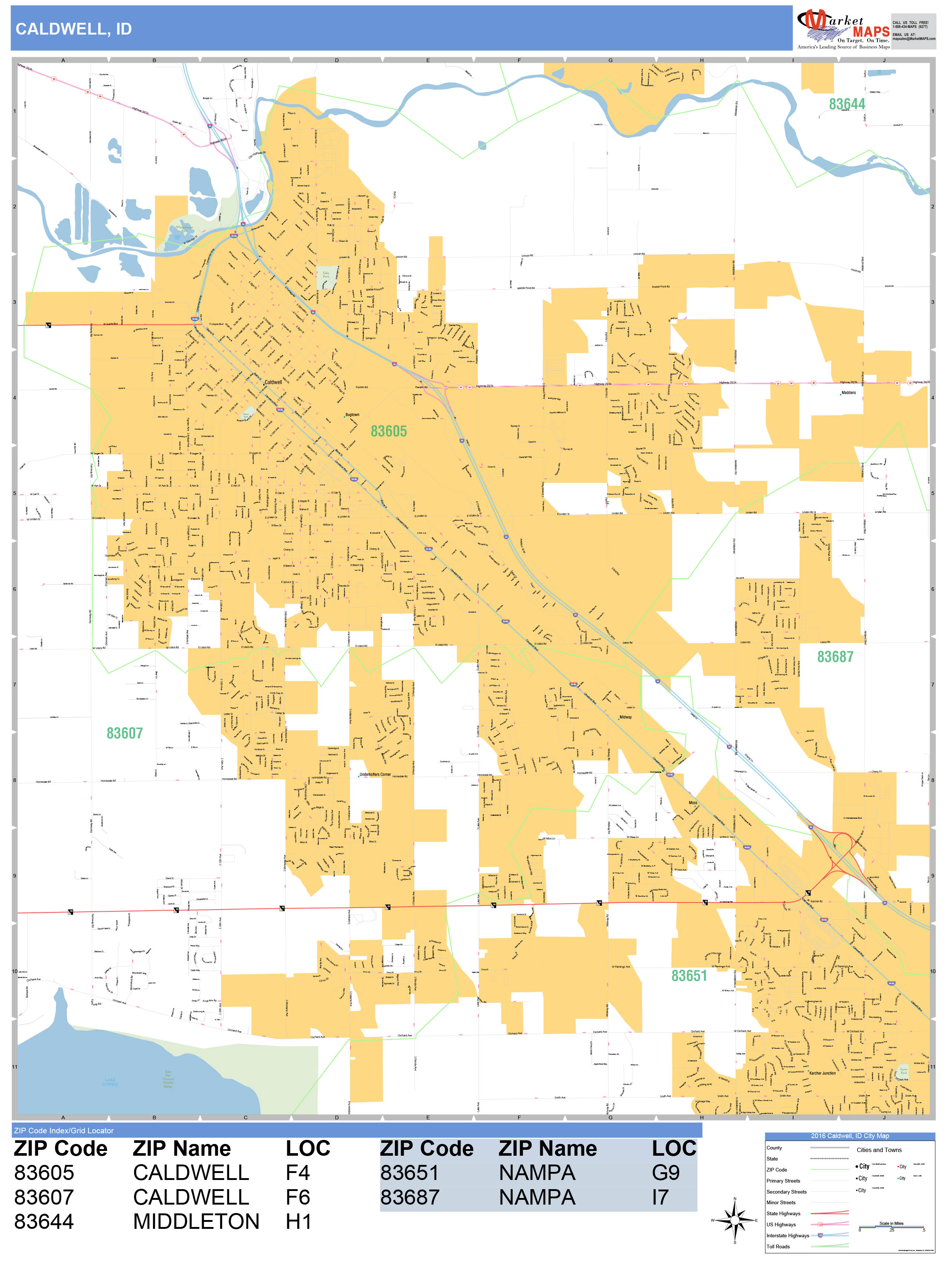 Caldwell Idaho Wall Map Basic Style By MarketMAPS MapSales   Caldwell ID 