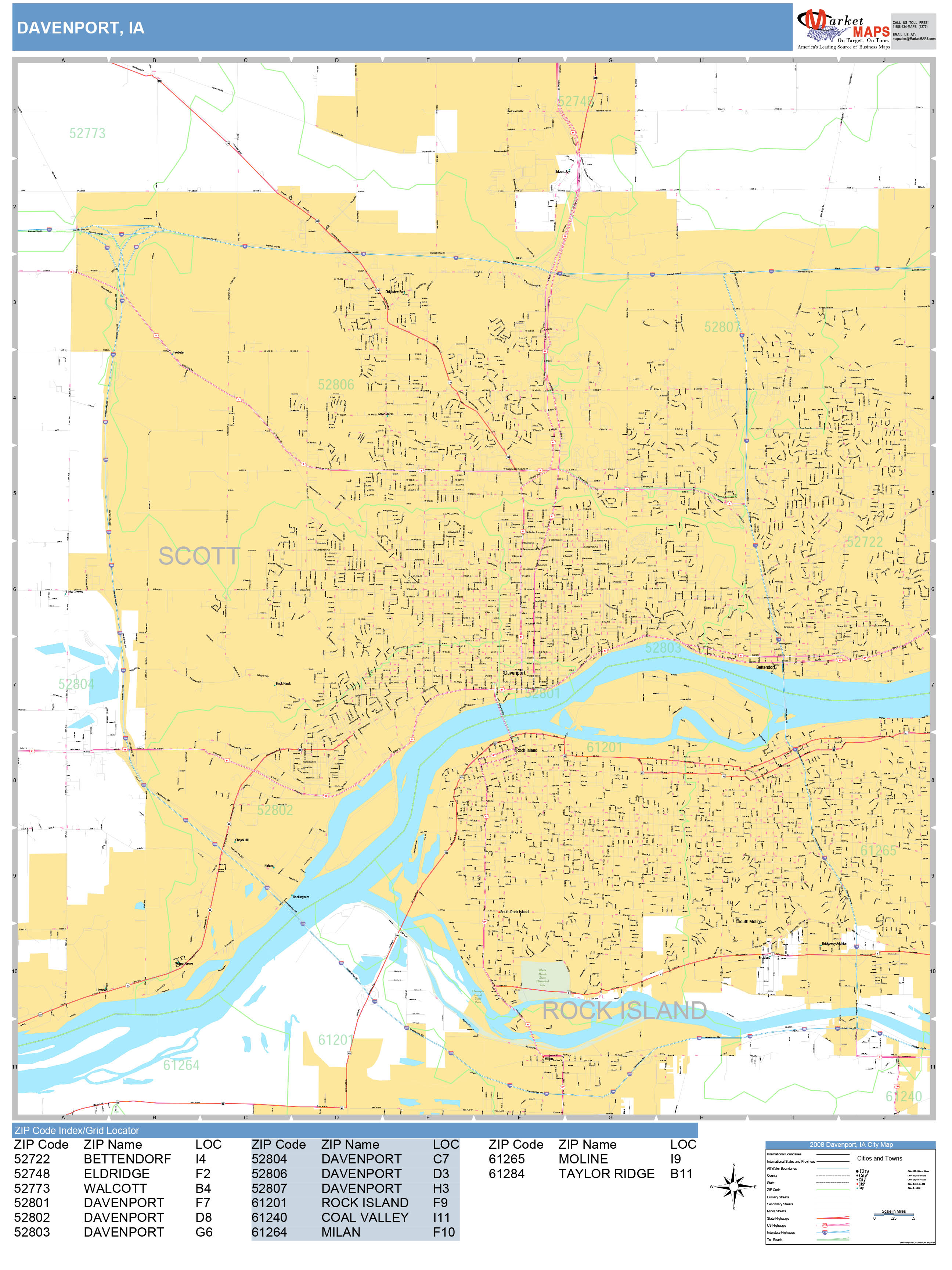 Detailed Map Of Davenport Iowa