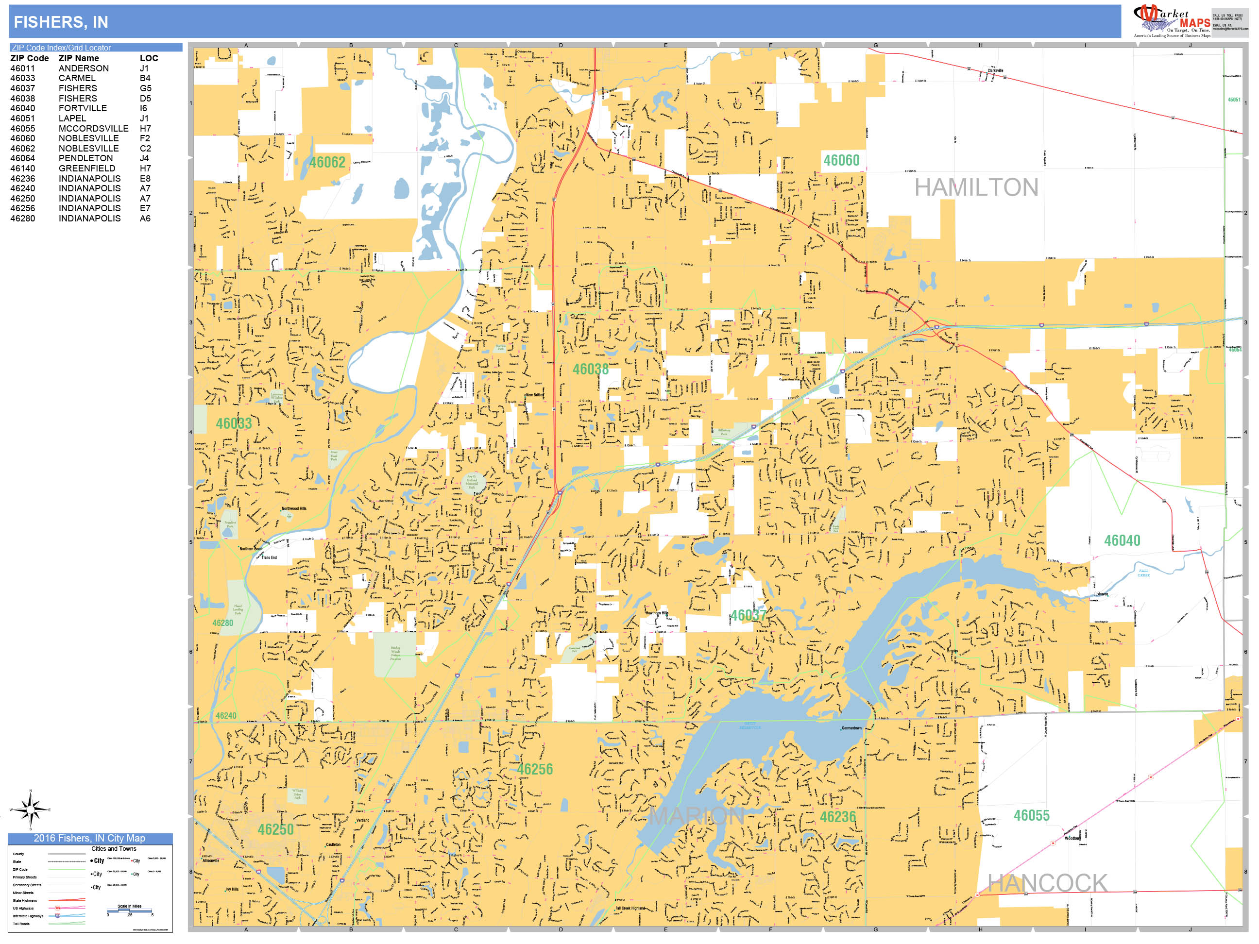 Fishers Indiana Wall Map (Basic Style) by MarketMAPS - MapSales.com