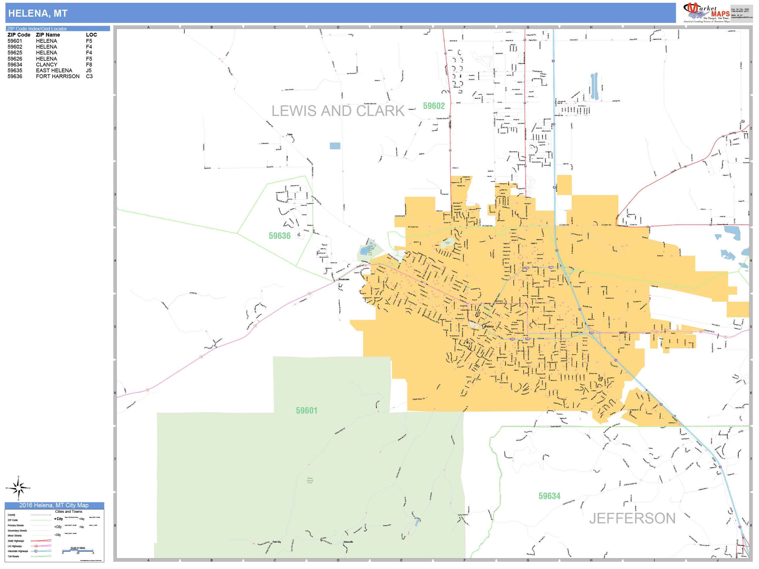 Helena Montana Wall Map (Basic Style) by MarketMAPS - MapSales.com