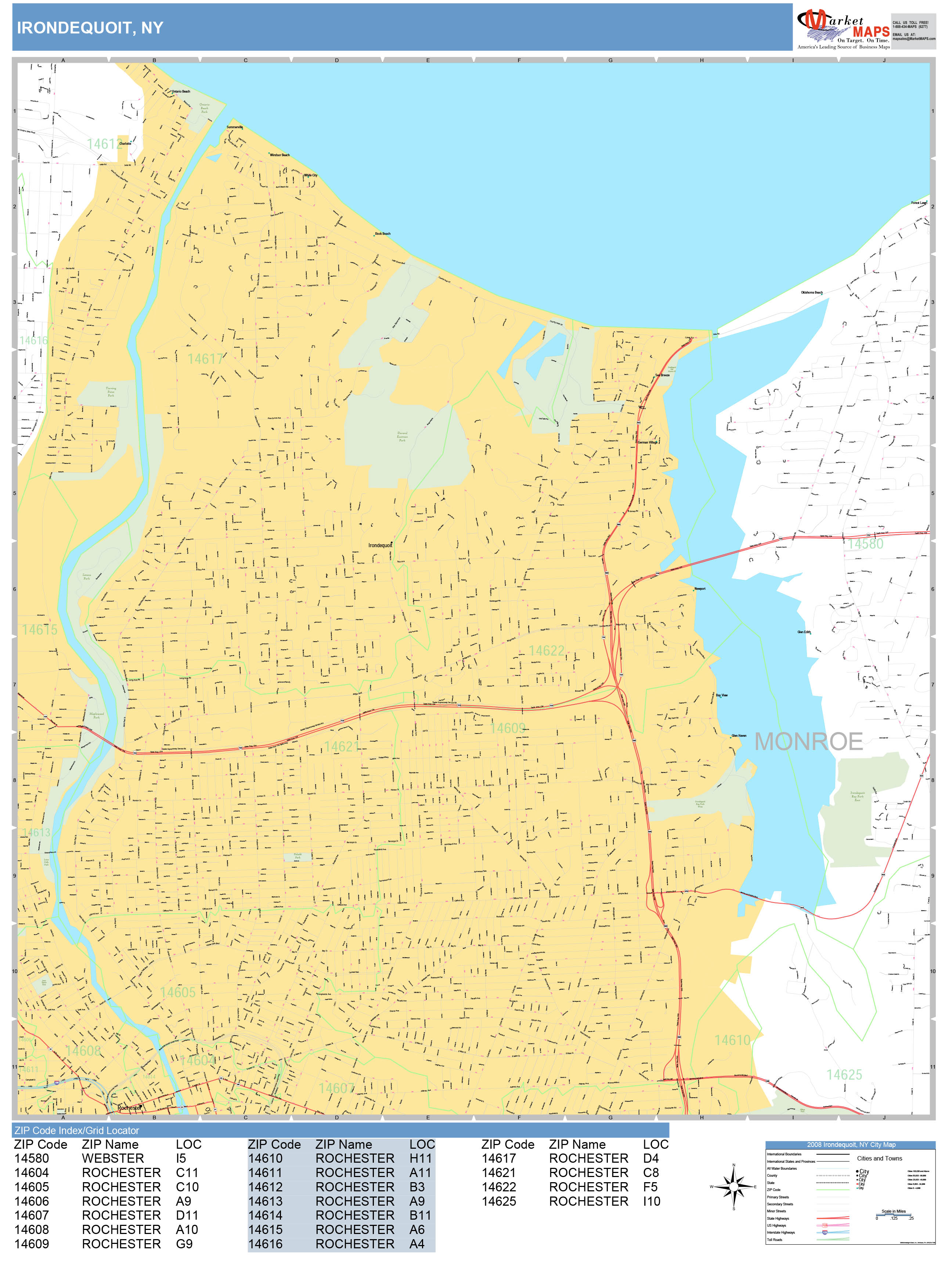 Irondequoit New York Wall Map (Basic Style) by MarketMAPS - MapSales