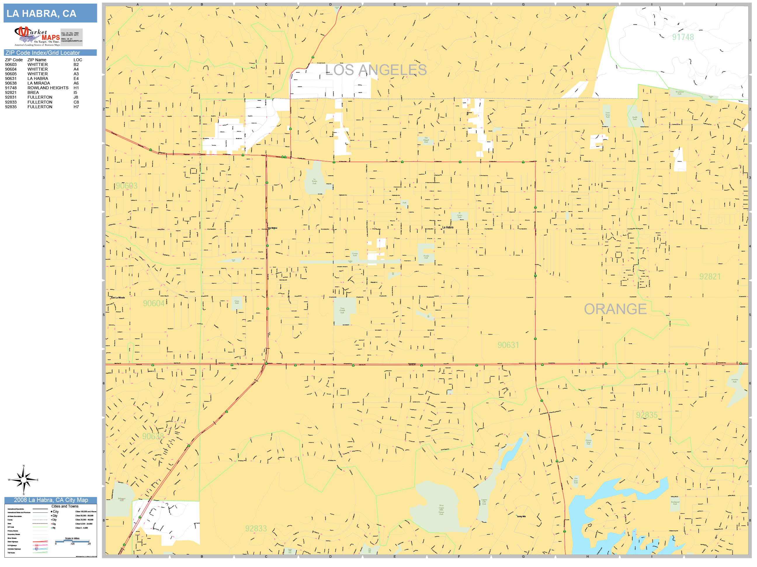 La Habra California Wall Map (Basic Style) by MarketMAPS