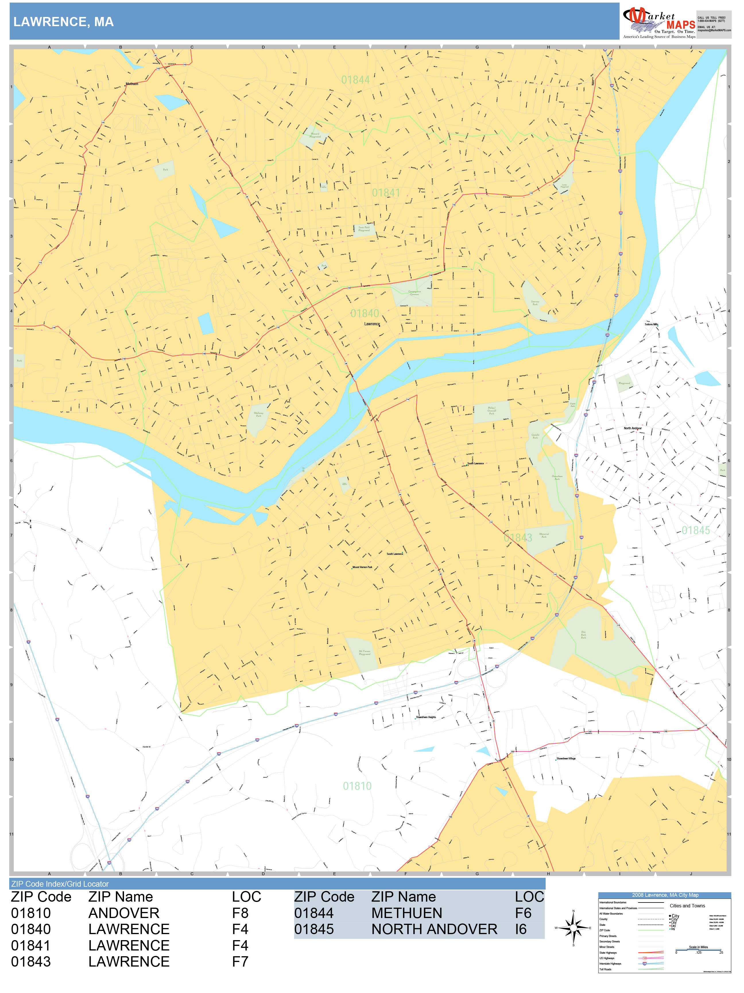 Lawrence Massachusetts Wall Map Basic Style By Marketmaps