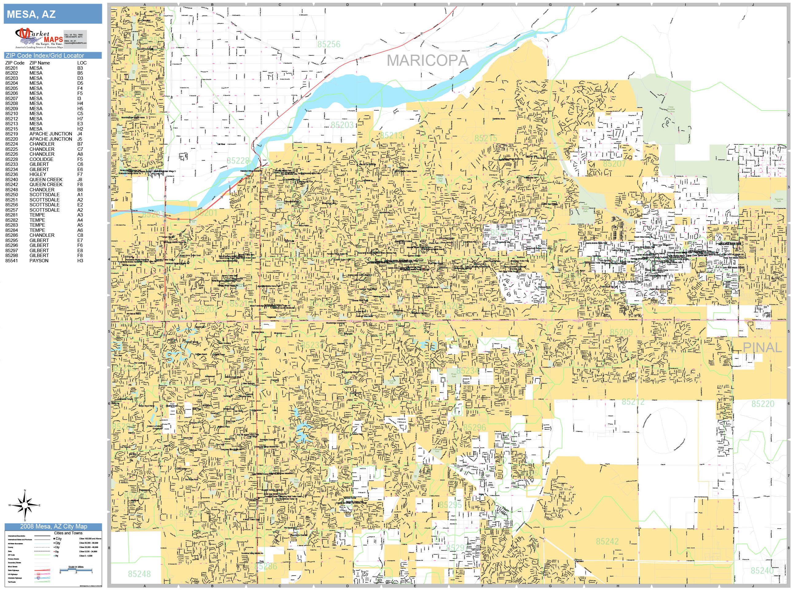 Mesa Arizona Wall Map Basic Style By Marketmaps Mapsales 6075