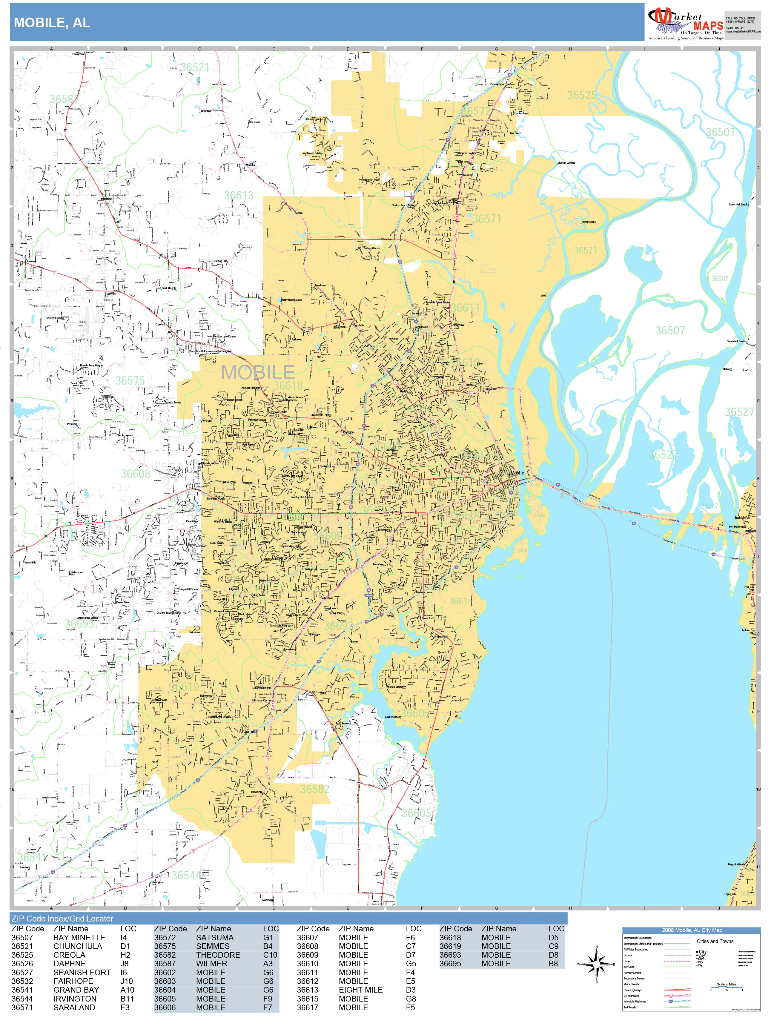 Mobile Alabama Wall Map (basic Style) By Marketmaps - Mapsales