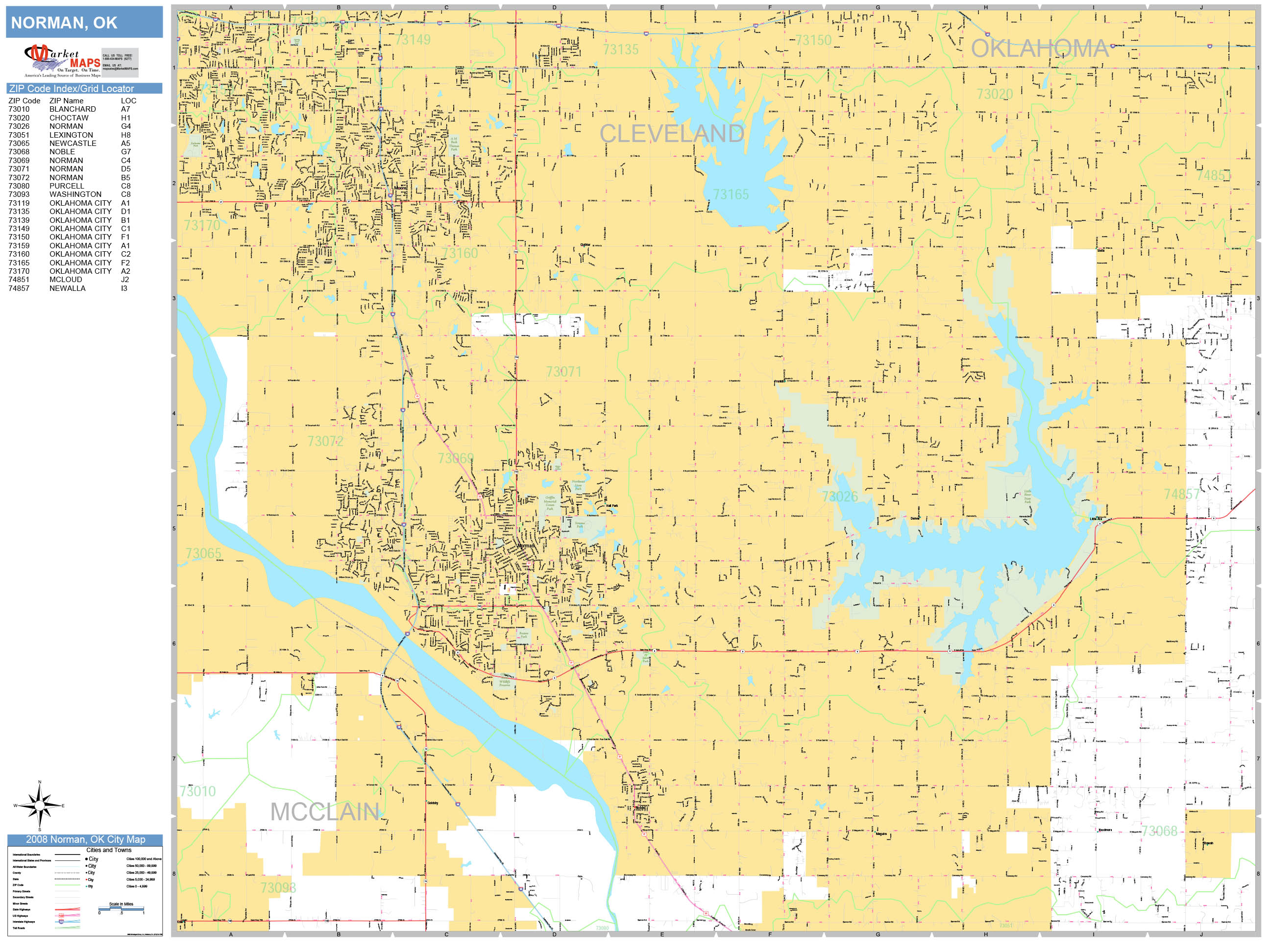 Norman Oklahoma Wall Map Basic Style By MarketMAPS MapSales   Norman OK 