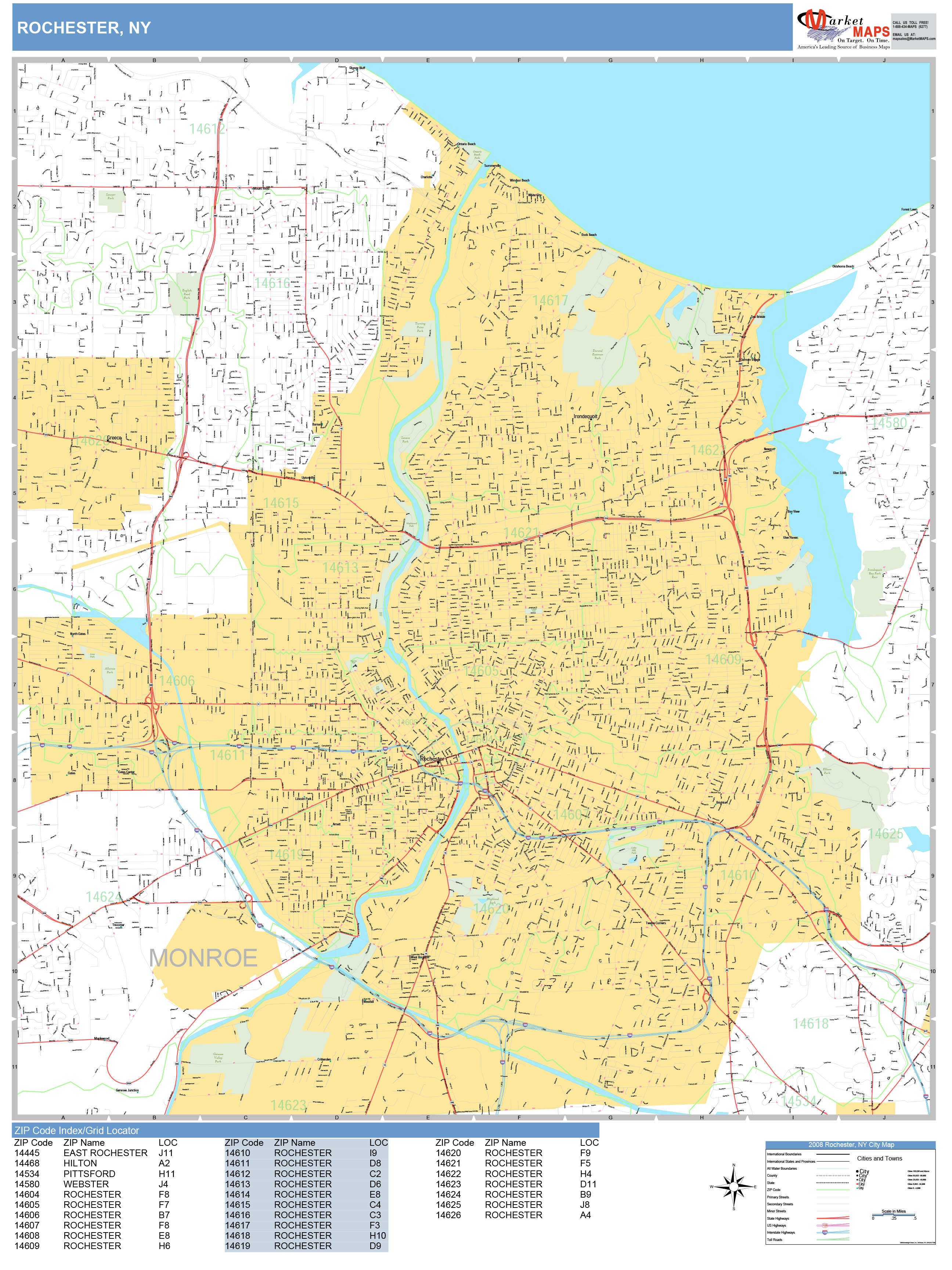 Rochester New York Wall Map Basic Style By Marketmaps - vrogue.co