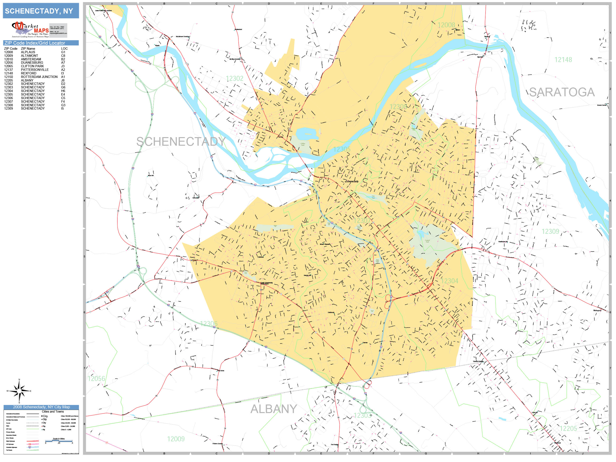 Schenectady New York Zip Code Map