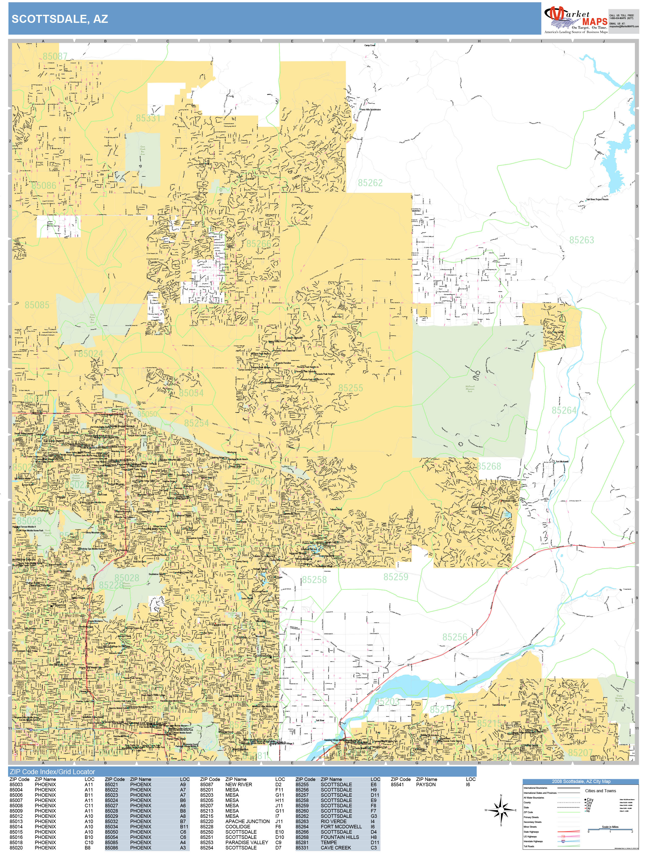 Scottsdale Arizona Wall Map (Basic Style) by MarketMAPS - MapSales