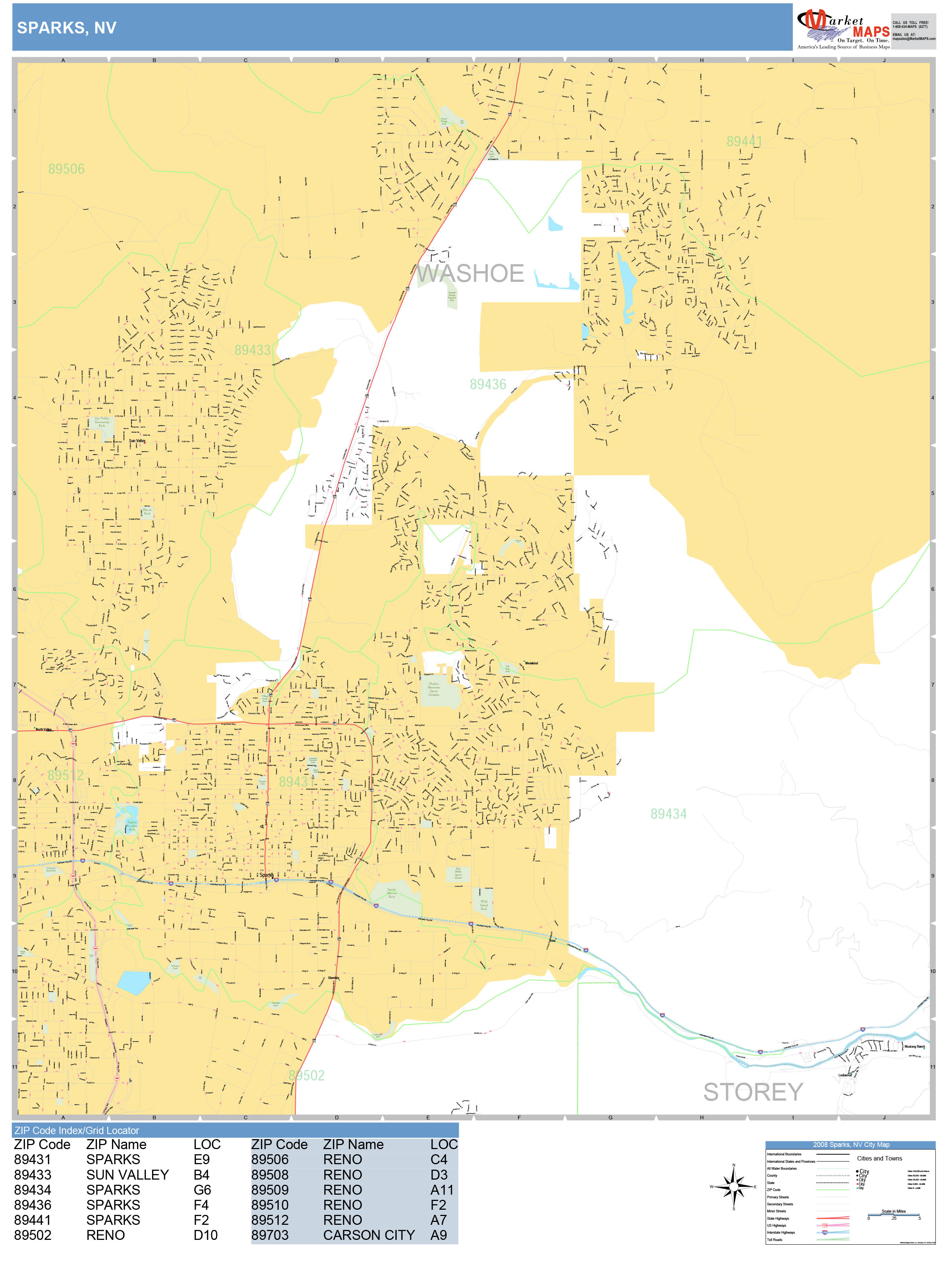 Sparks Nevada Wall Map Premium Style By Marketmaps Ma - vrogue.co