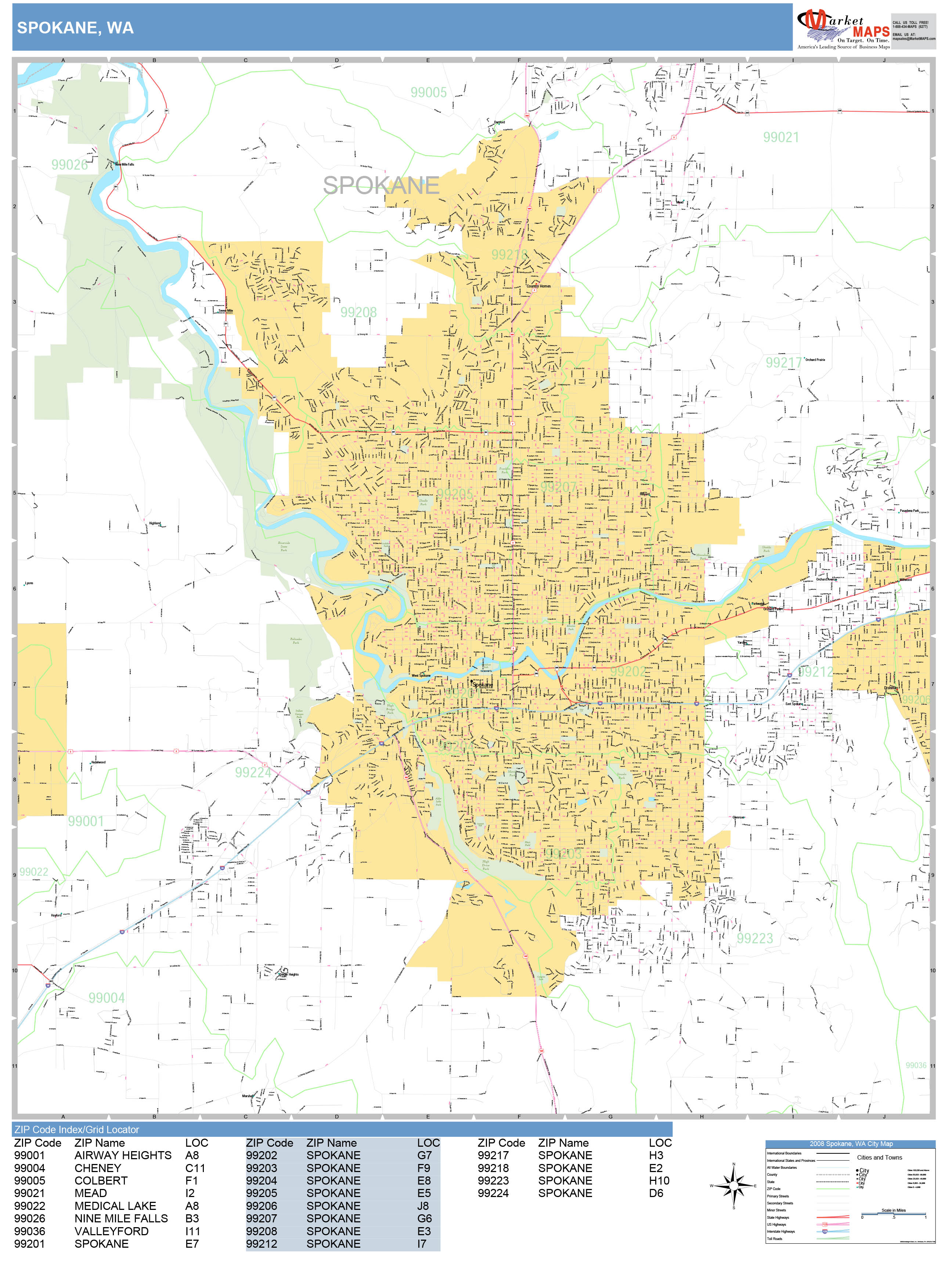 Spokane Washington Wall Map Color Cast Style By Marke - vrogue.co