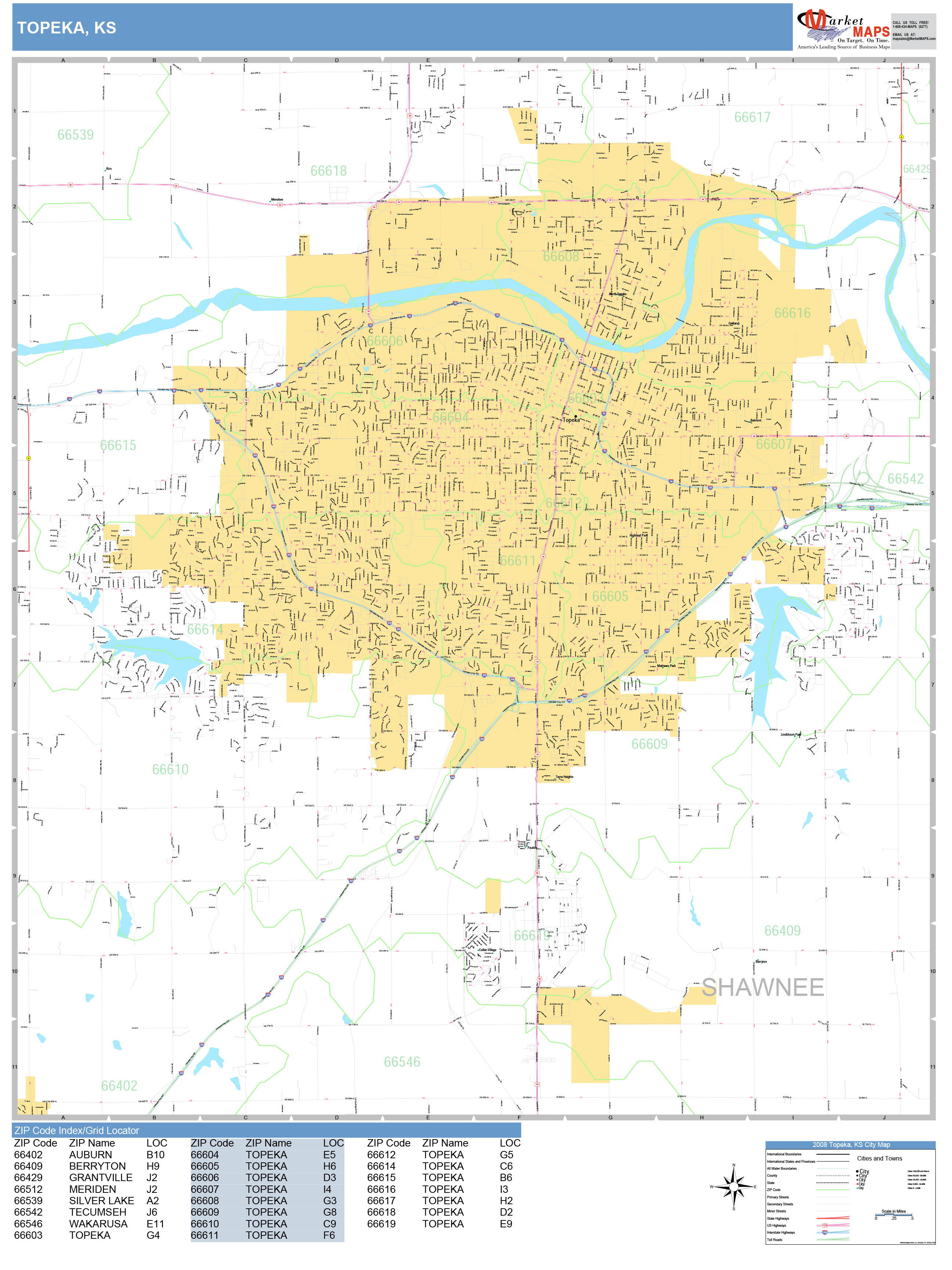 topeka-kansas-wall-map-basic-style-by-marketmaps-mapsales