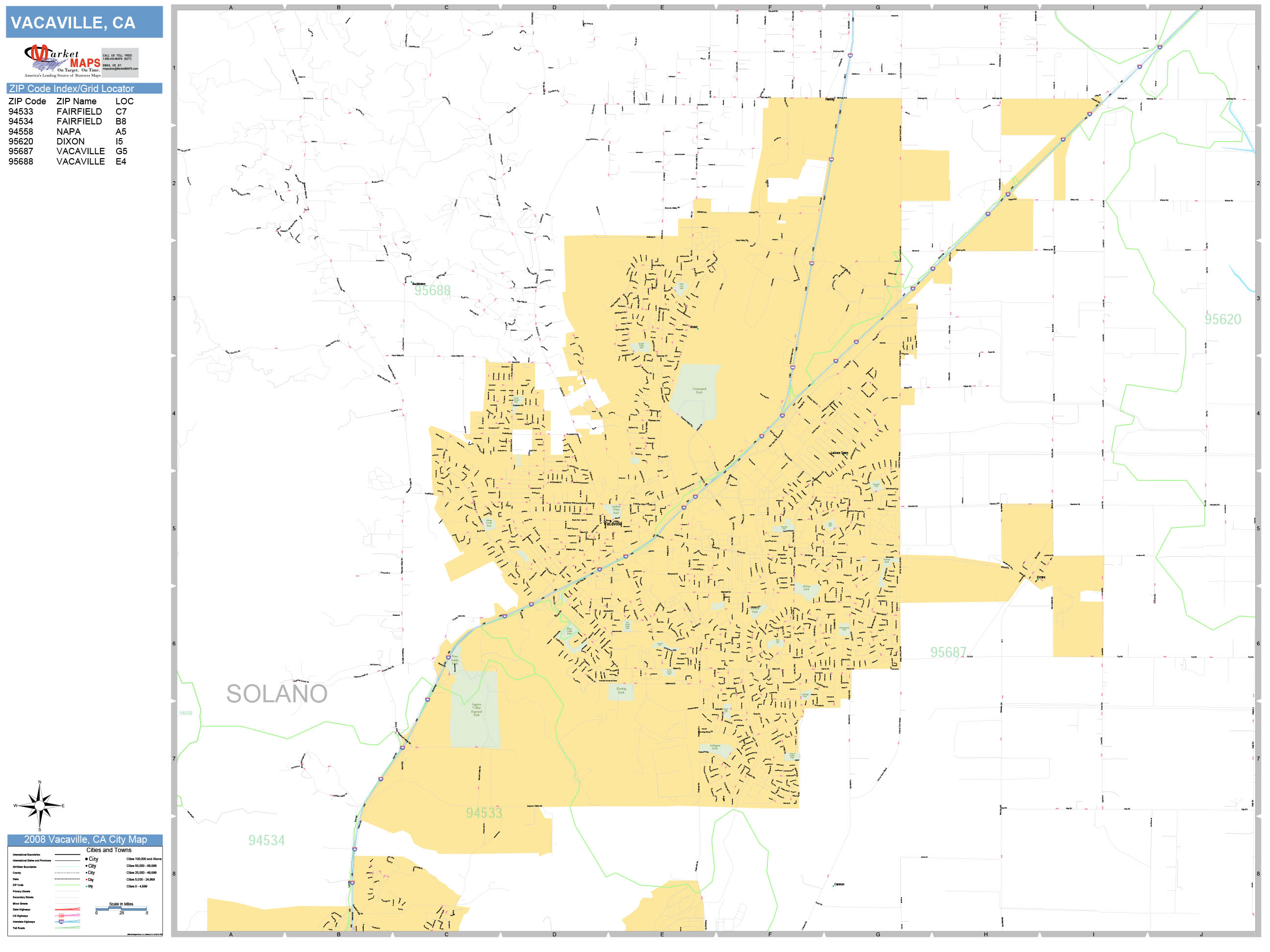 vacaville-california-wall-map-basic-style-by-marketmaps-mapsales