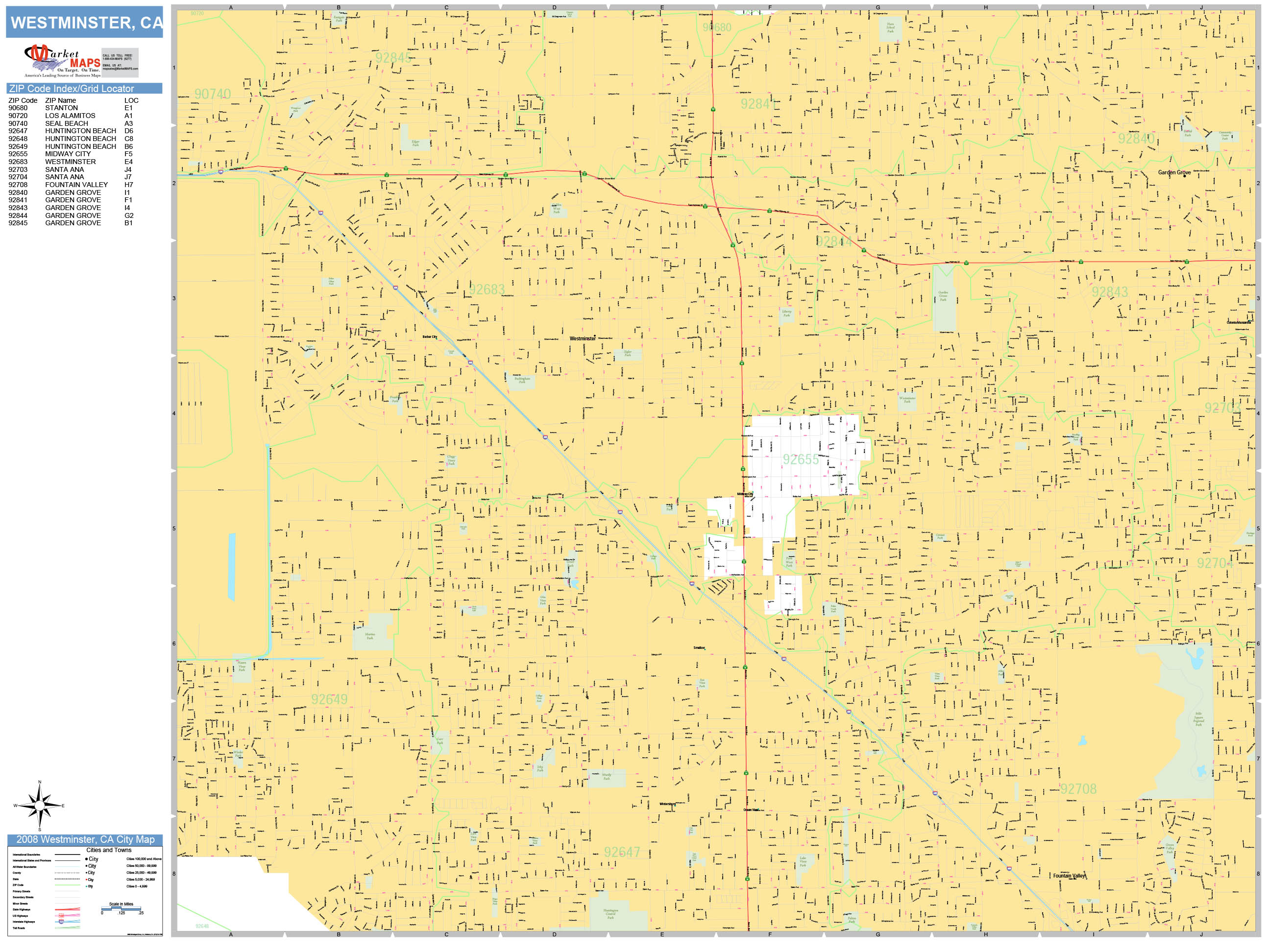 Westminster California Wall Map (Basic Style) by MarketMAPS - MapSales.com