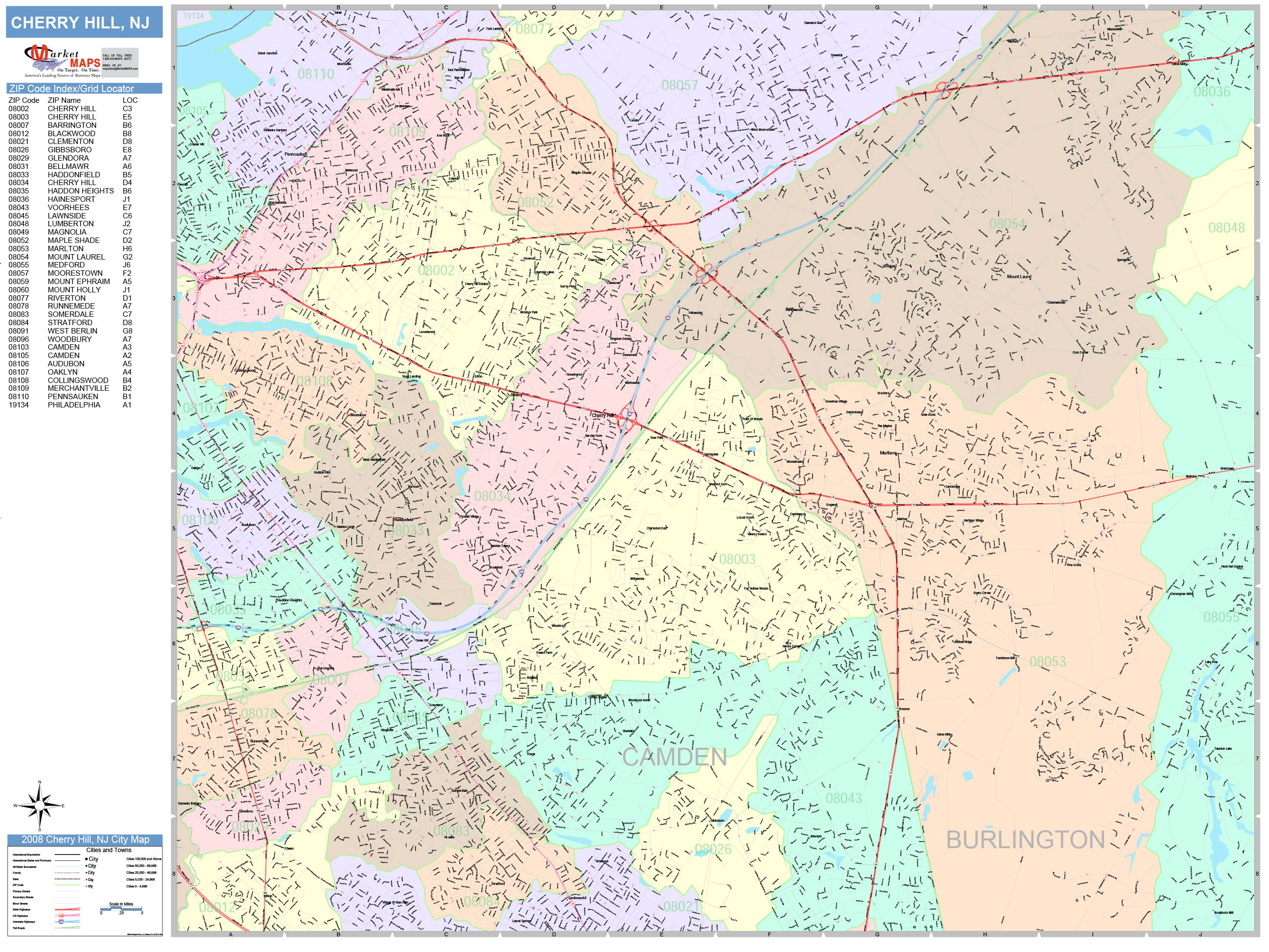 Newark New Jersey Wall Map Color Cast Style By Marketmaps Images And   CherryHill NJ 