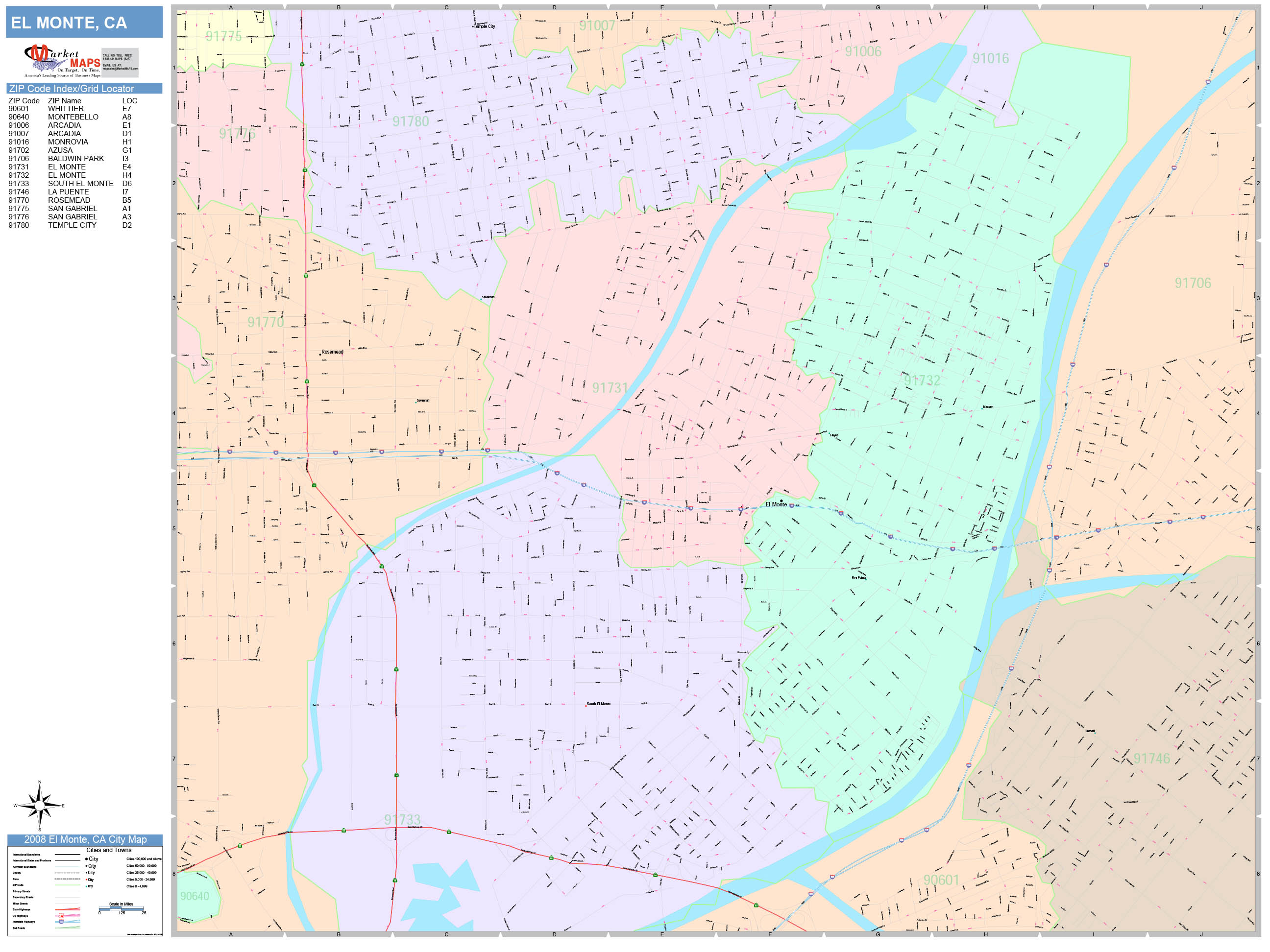 El Monte California Wall Map (Color Cast Style) by MarketMAPS ...