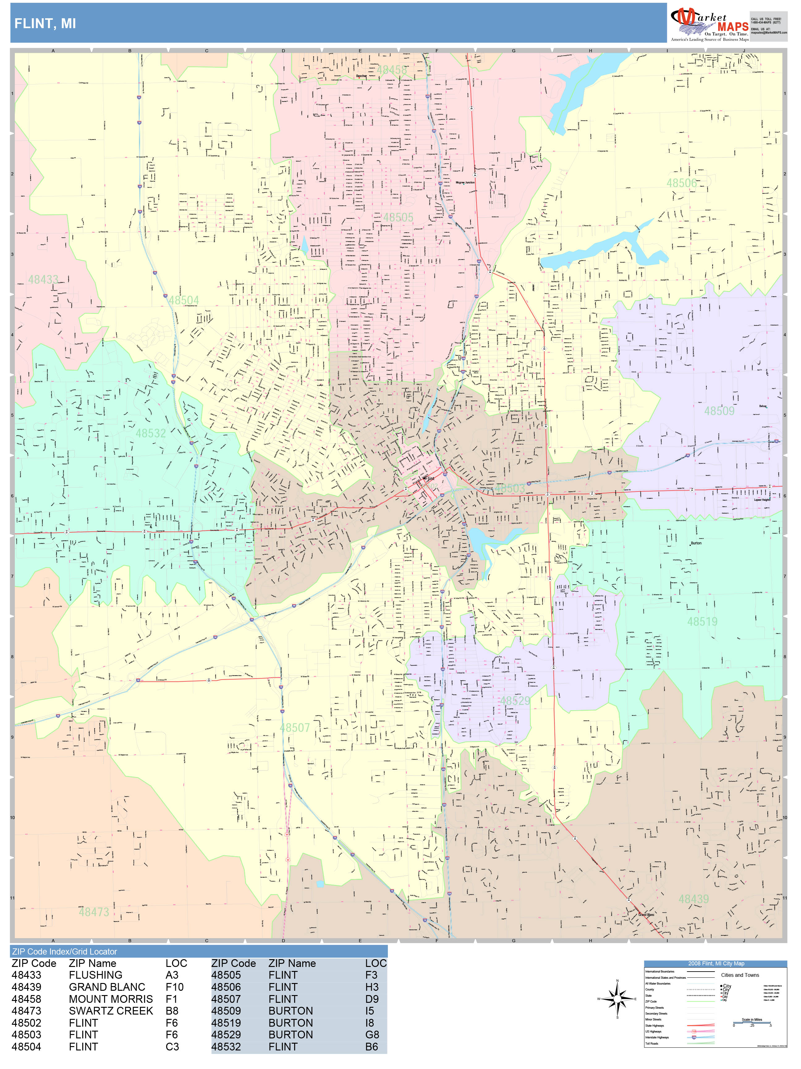 Canton Michigan Wall Map Color Cast Style By Marketmaps Images And   Flint MI 