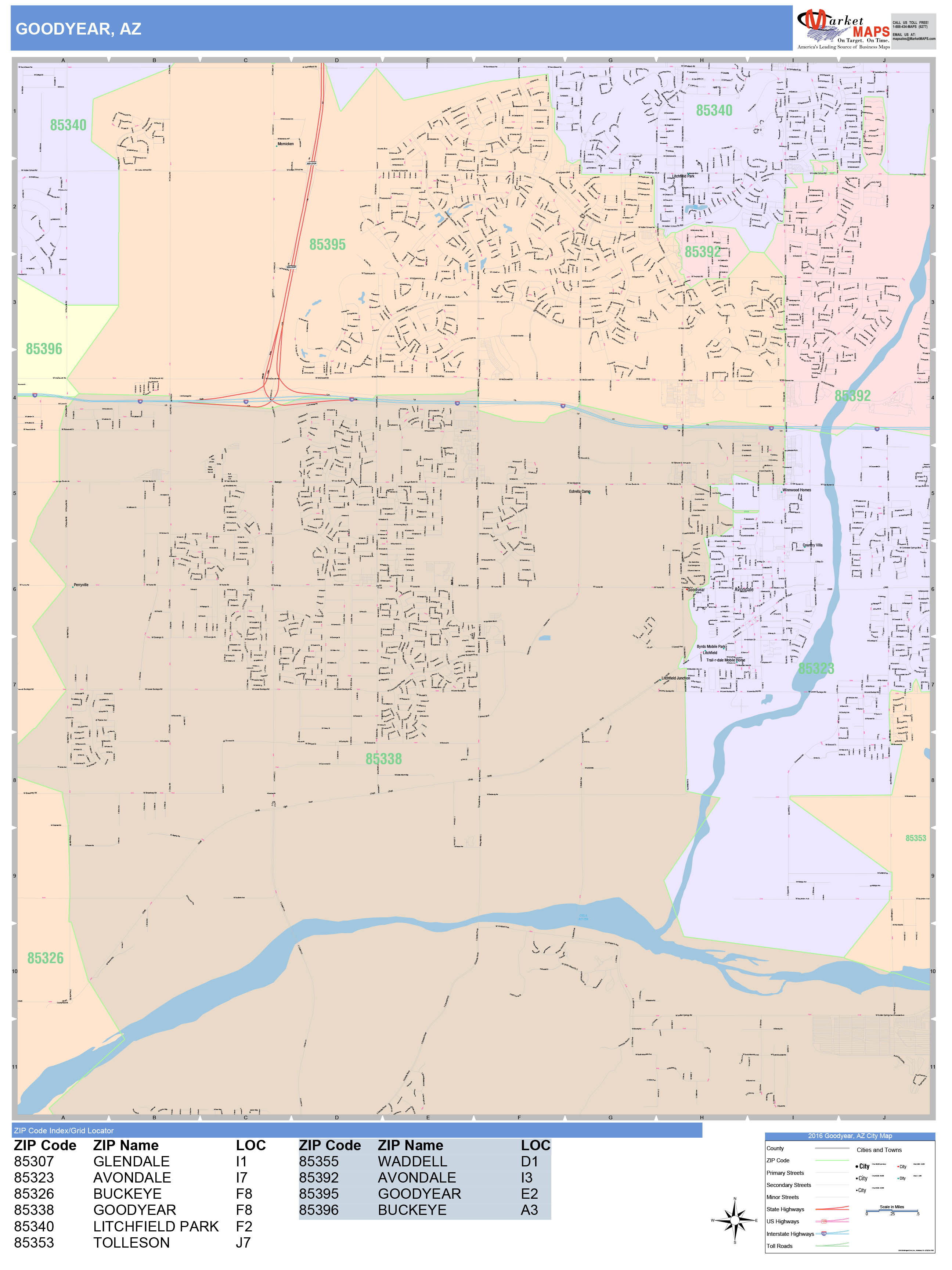 Goodyear Arizona Wall Map Premium Style By Marketmaps - vrogue.co