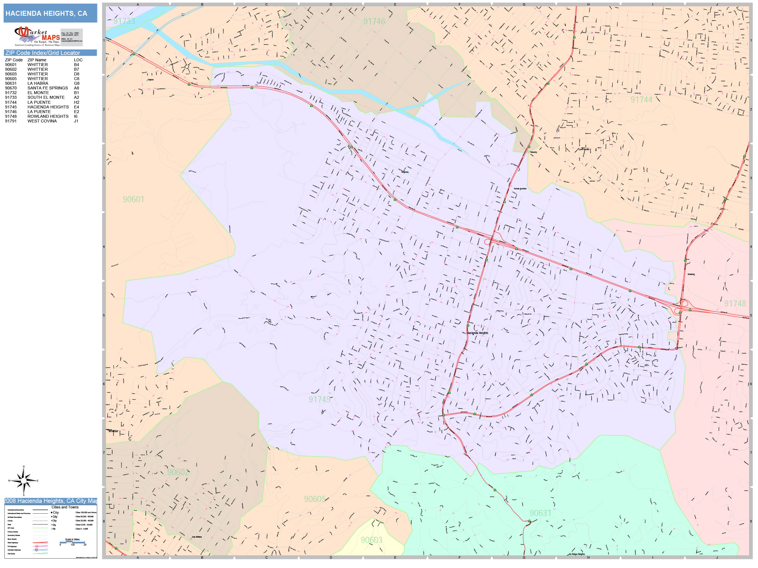 Hacienda Heights California Wall Map Color Cast Style By MarketMAPS   HaciendaHeights CA 