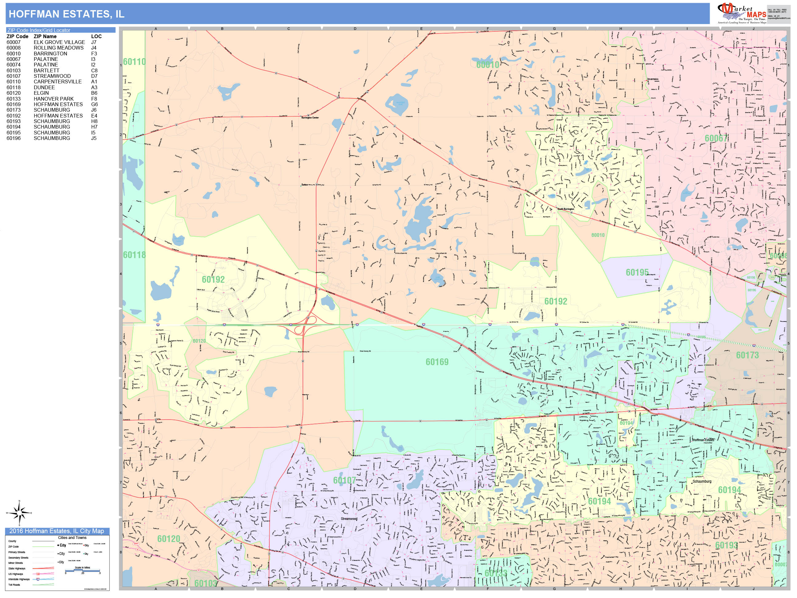 hoffman-estates-illinois-wall-map-color-cast-style-by-marketmaps