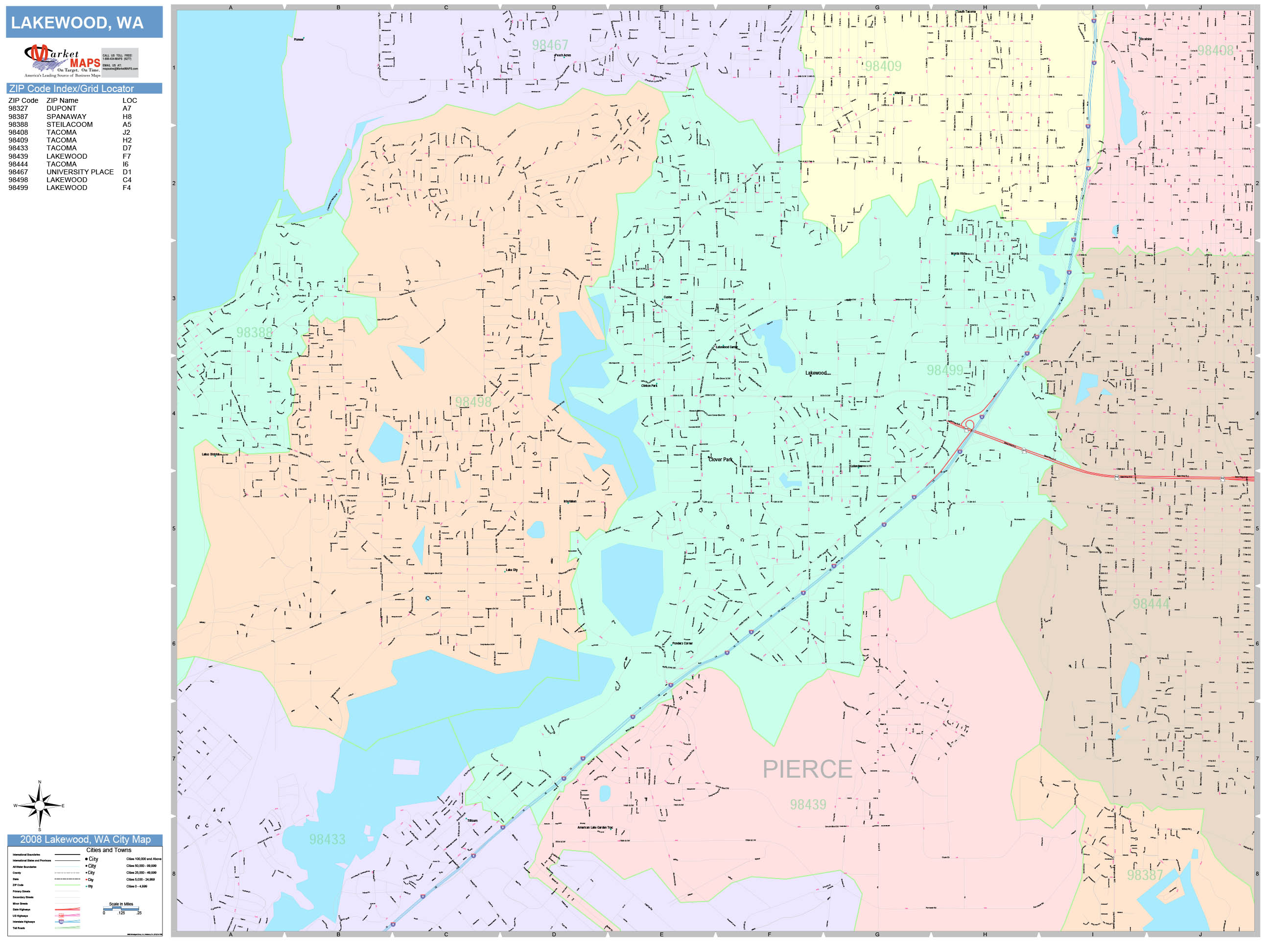 Lakewood Washington Wall Map Color Cast Style By MarketMAPS   Lakewood WA 