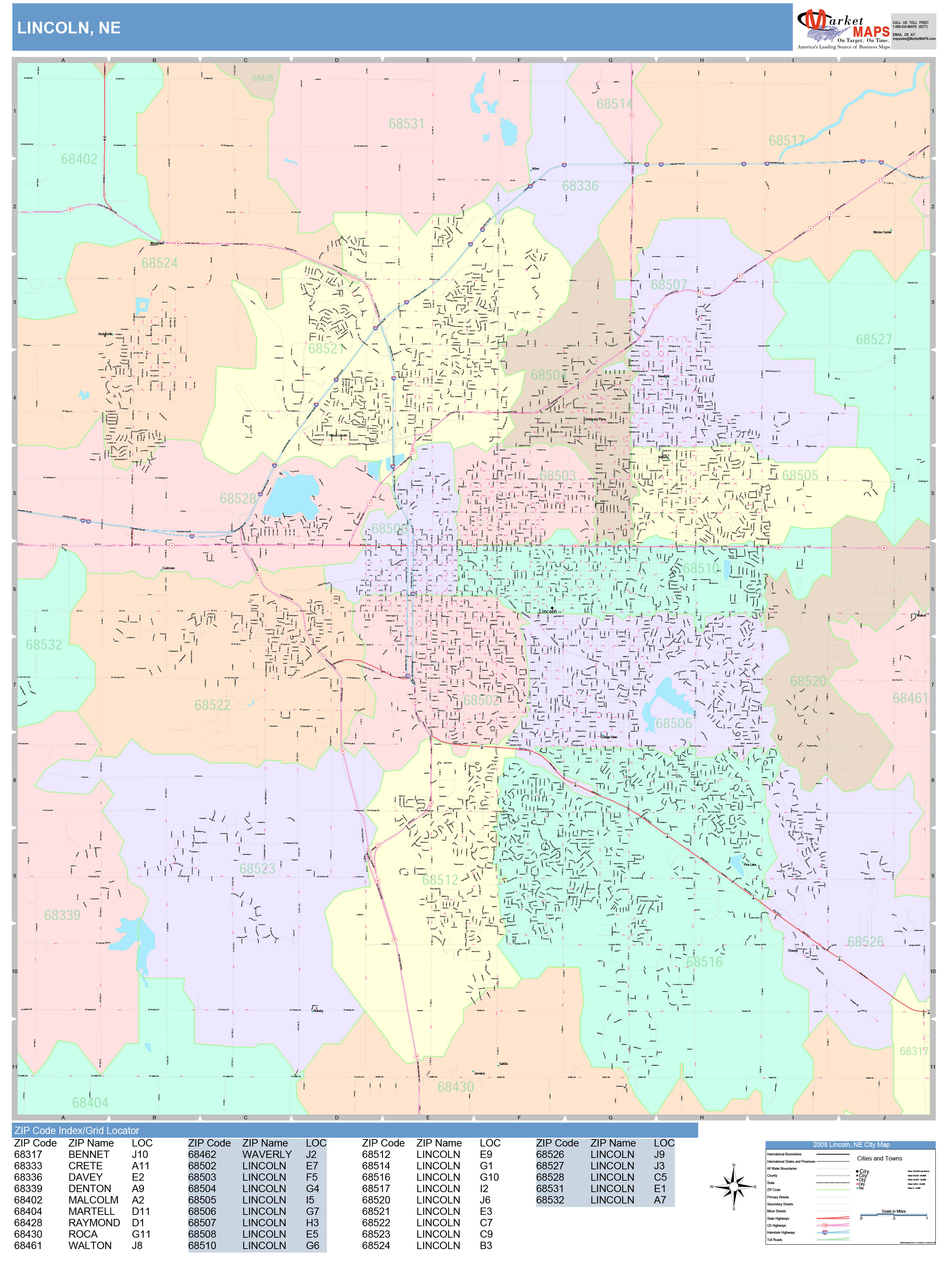 Lincoln Nebraska Wall Map Premium Style By Marketmaps