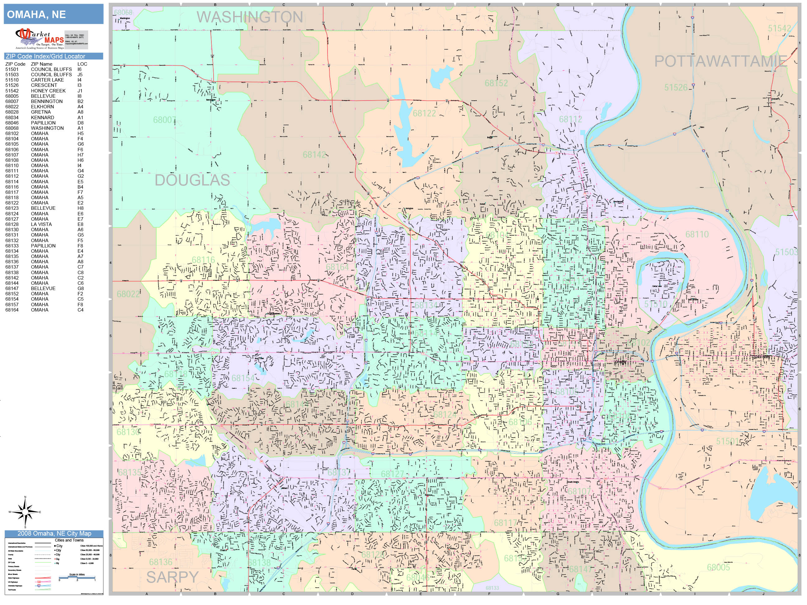 Omaha Nebraska Wall Map Color Cast Style By Marketmap