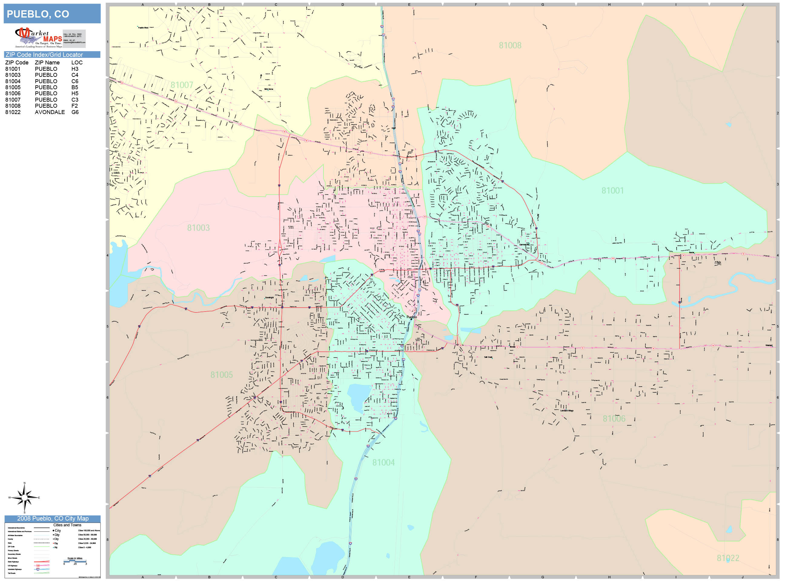 Pueblo Colorado Wall Map Color Cast Style By Marketmaps Mapsales Free