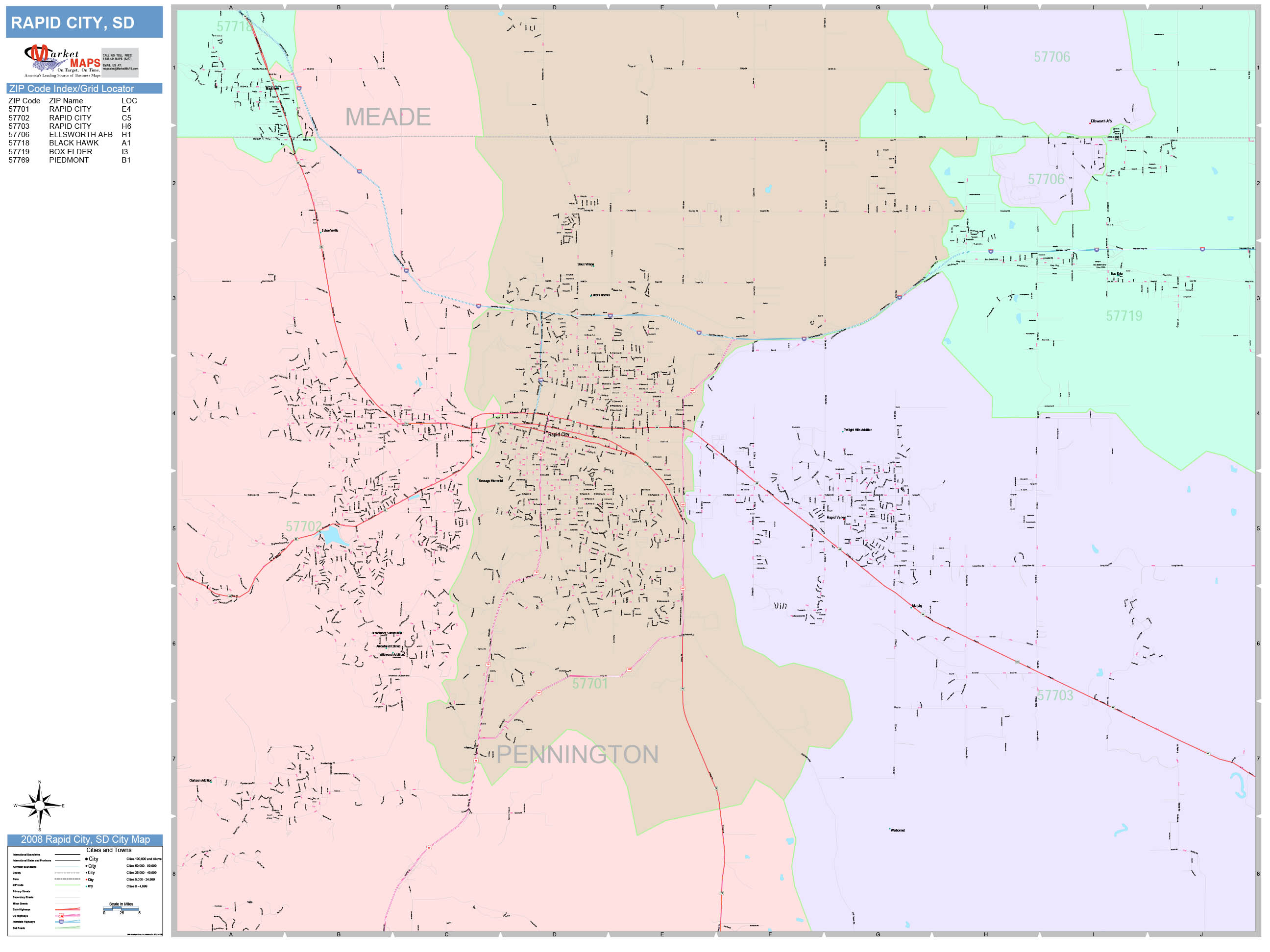 Rapid City South Dakota Wall Map Color Cast Style By Marketmaps - Vrogue