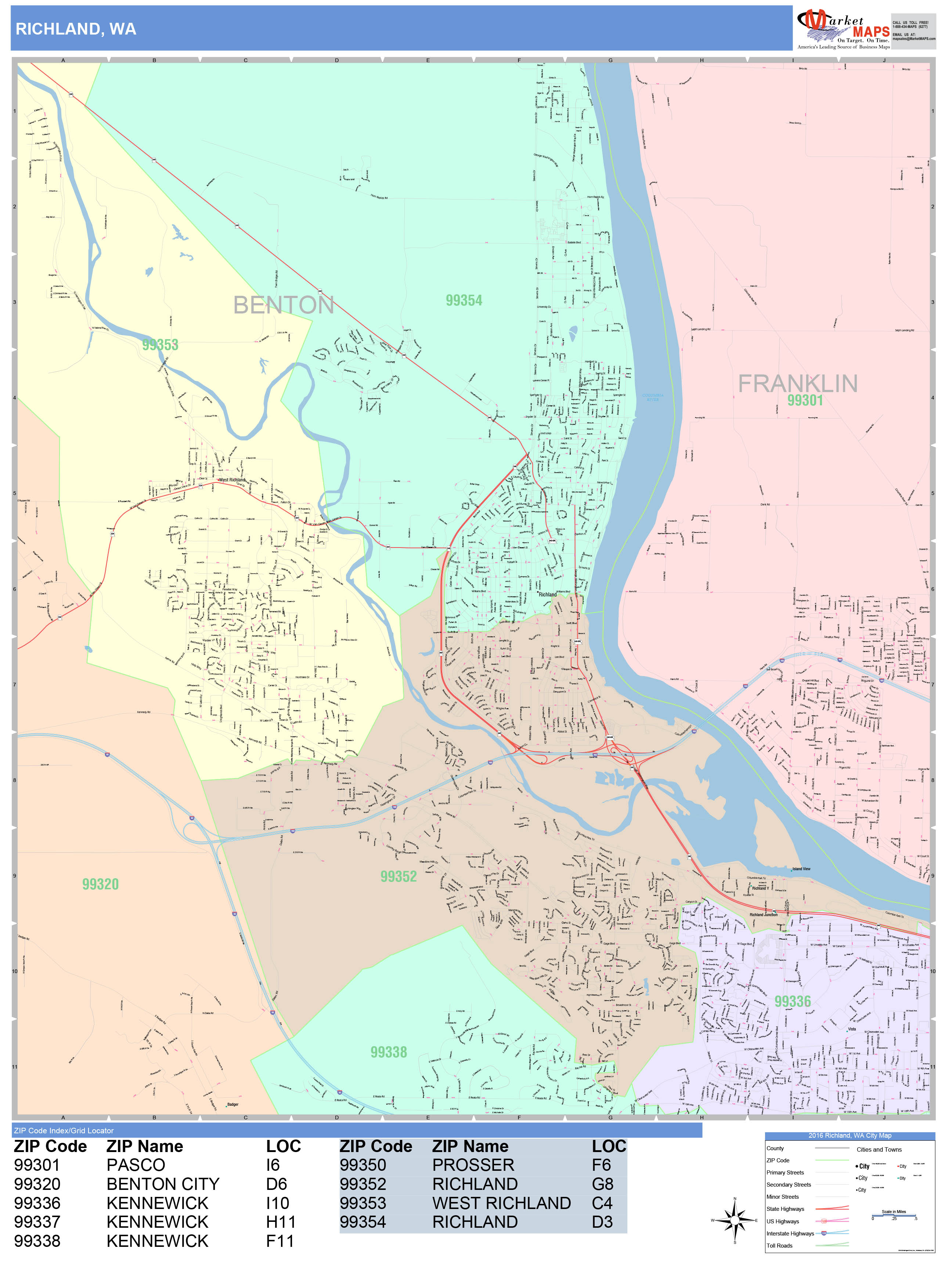 Richland Washington Wall Map Color Cast Style By Mark - vrogue.co