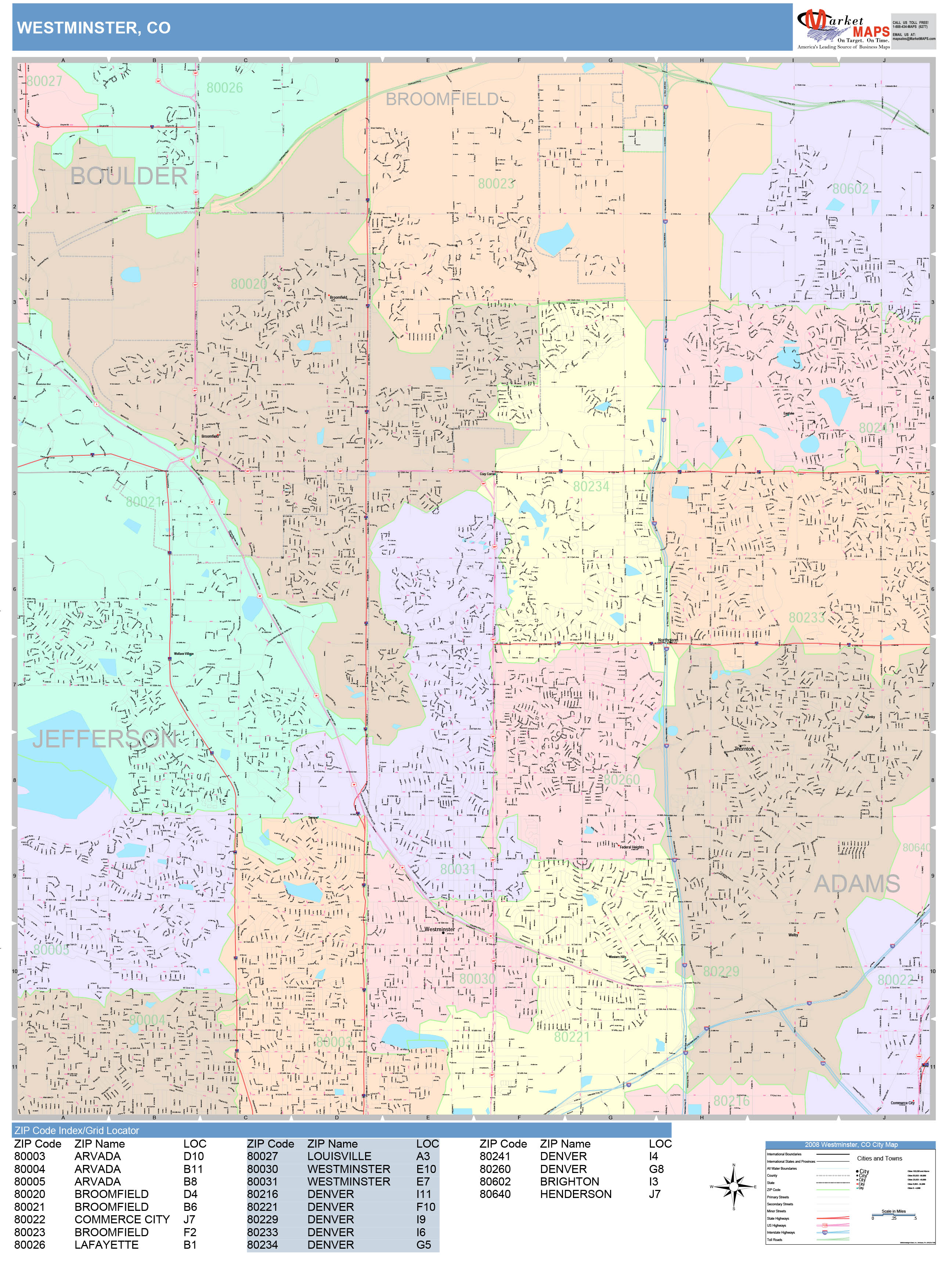 Westminster Colorado Wall Map Color Cast Style By Marketmaps Mapsales