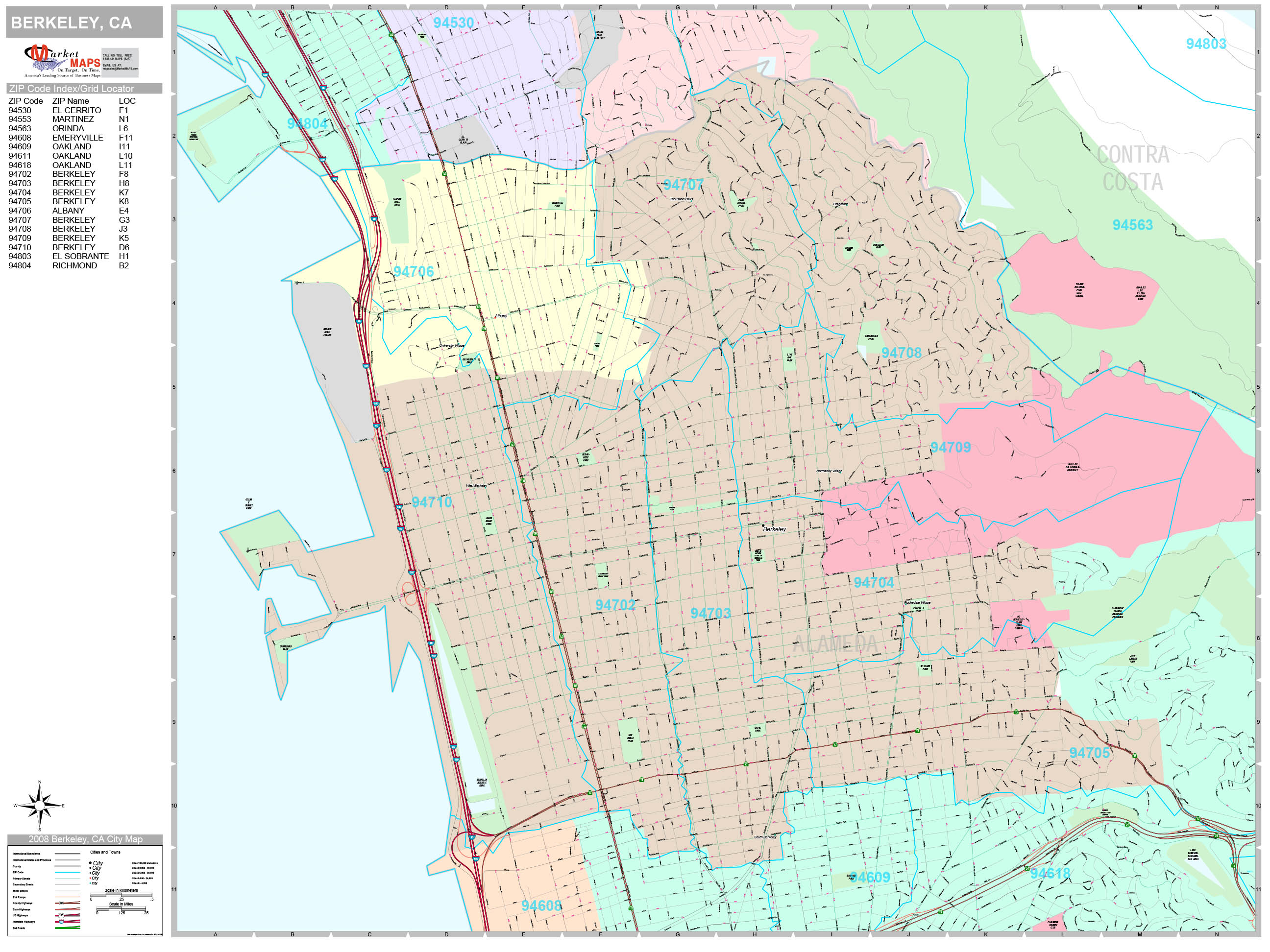 Berkeley California Wall Map (Premium Style) by MarketMAPS - MapSales