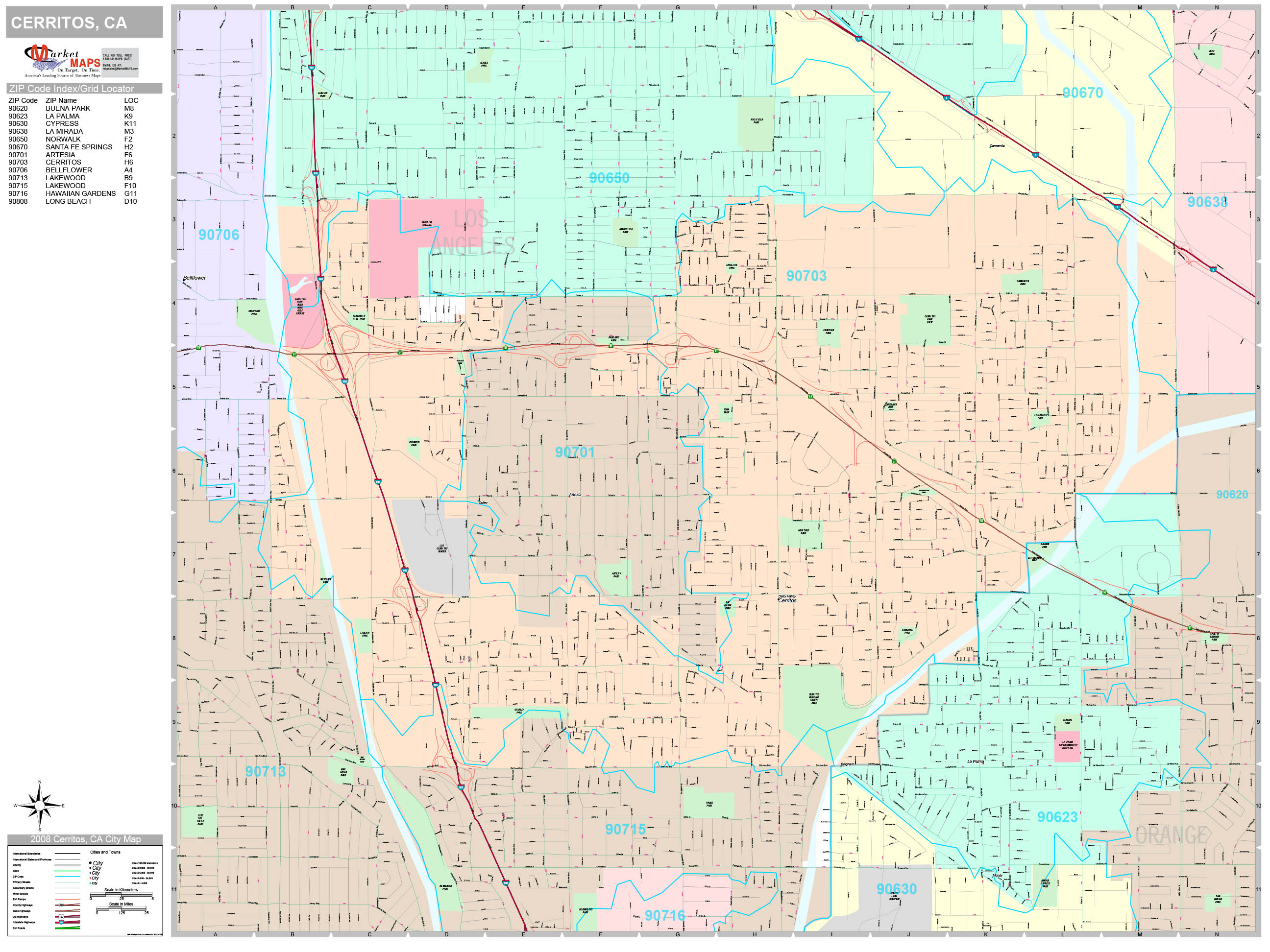 Cerritos California Zip Code Map - United States Map