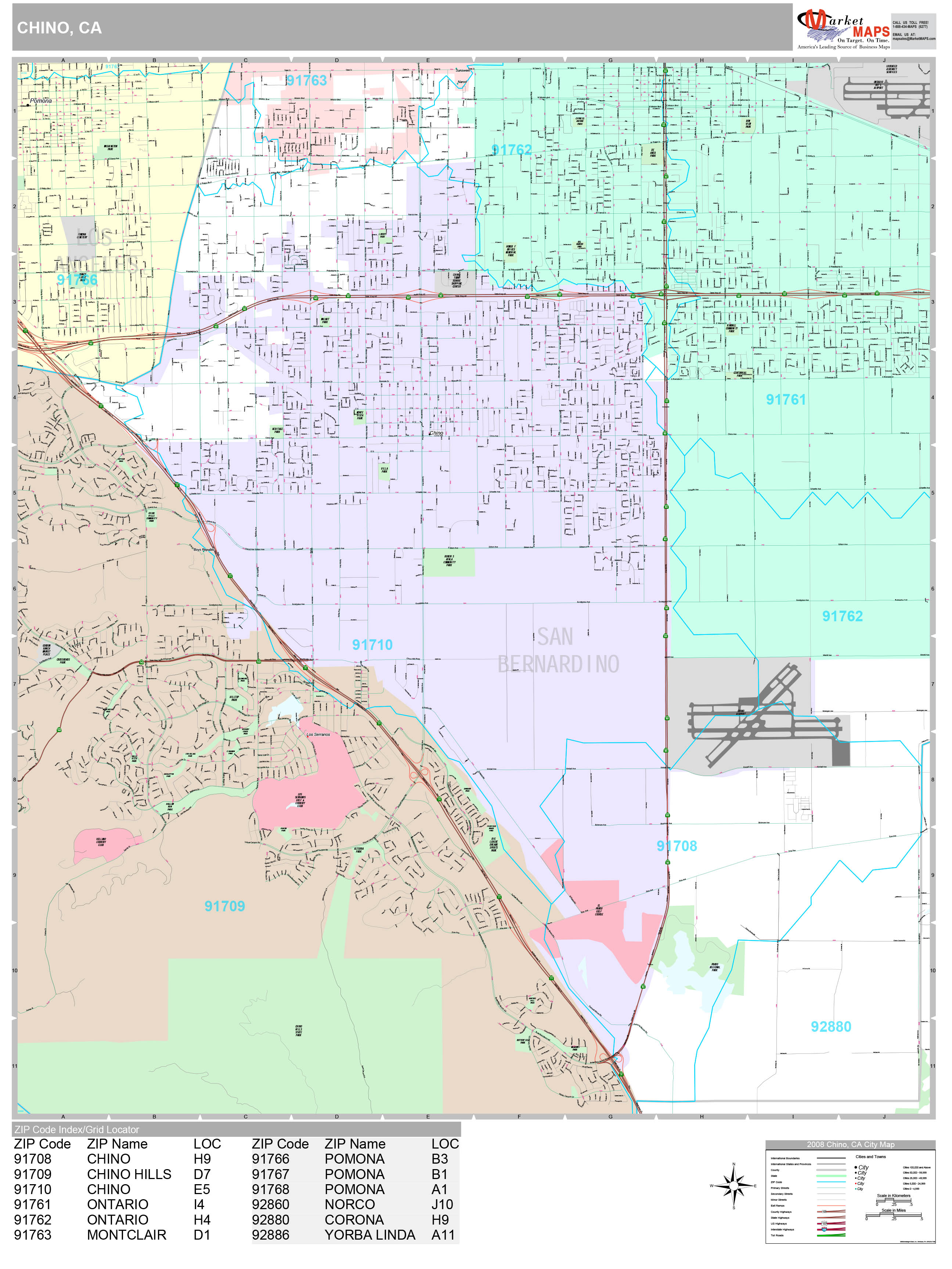 Chino California Wall Map (Premium Style) by MarketMAPS