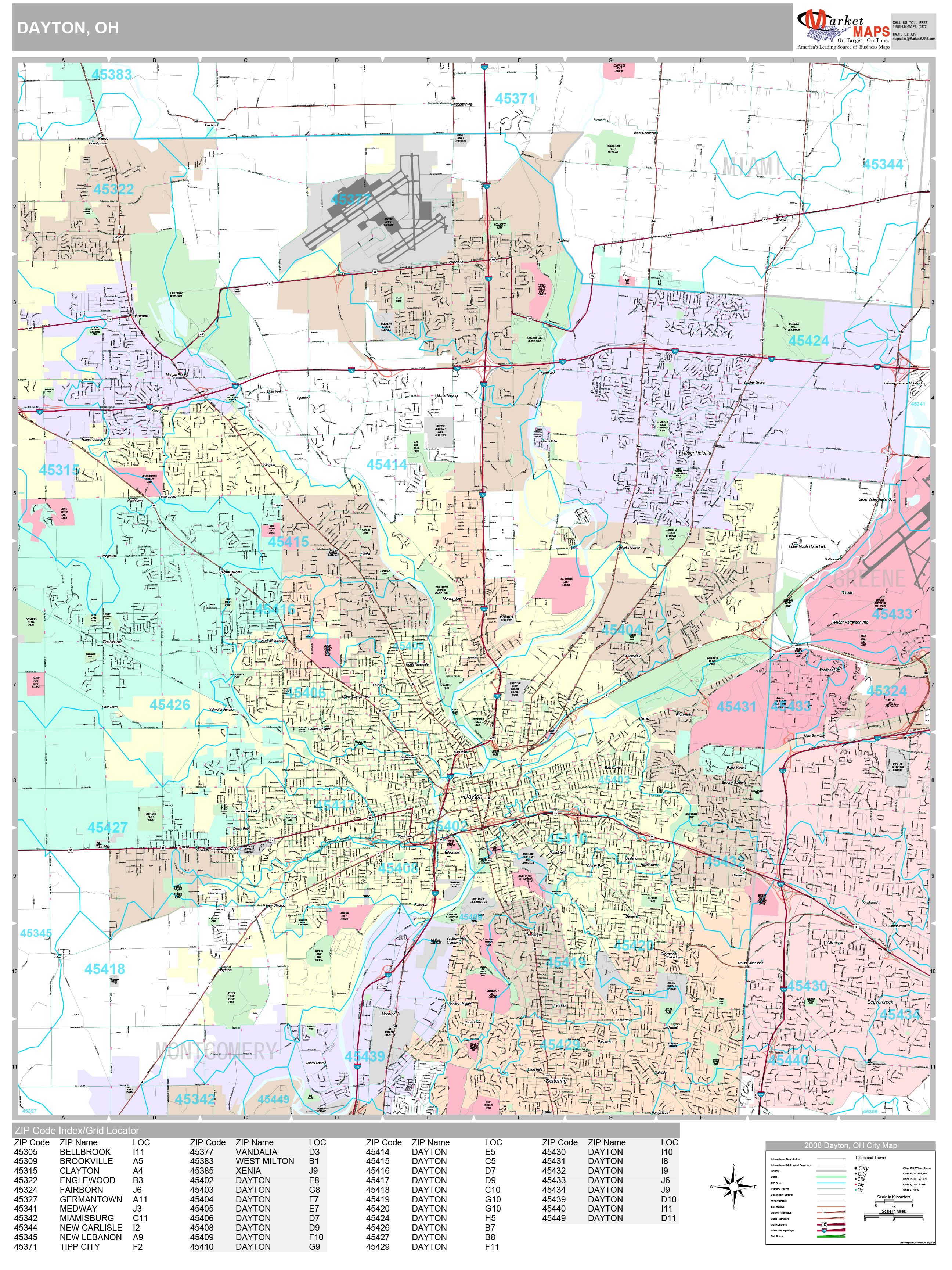Dayton Ohio Wall Map (Premium Style) by MarketMAPS