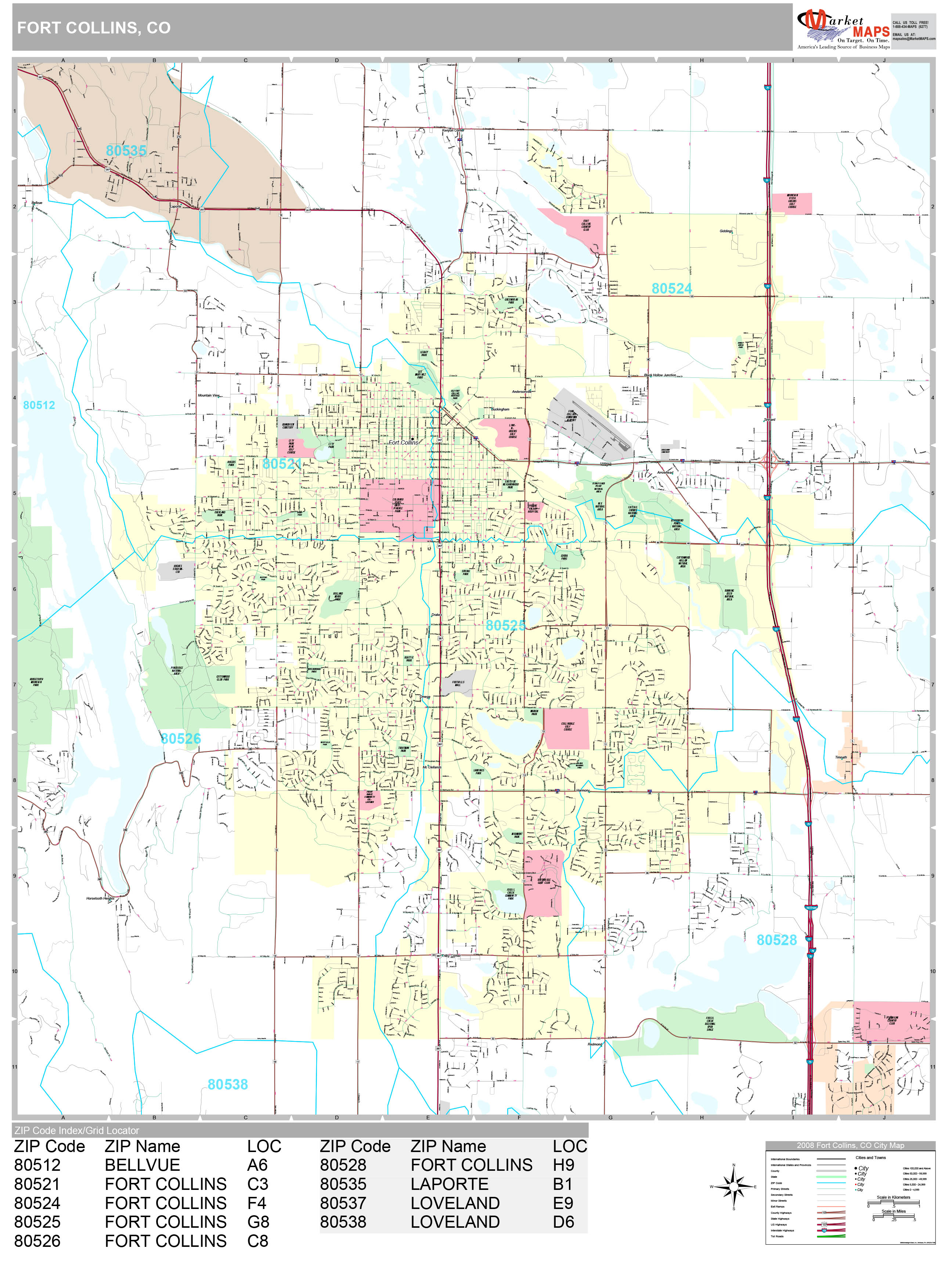 Fort Collins Colorado Wall Map Premium Style By Marketmaps