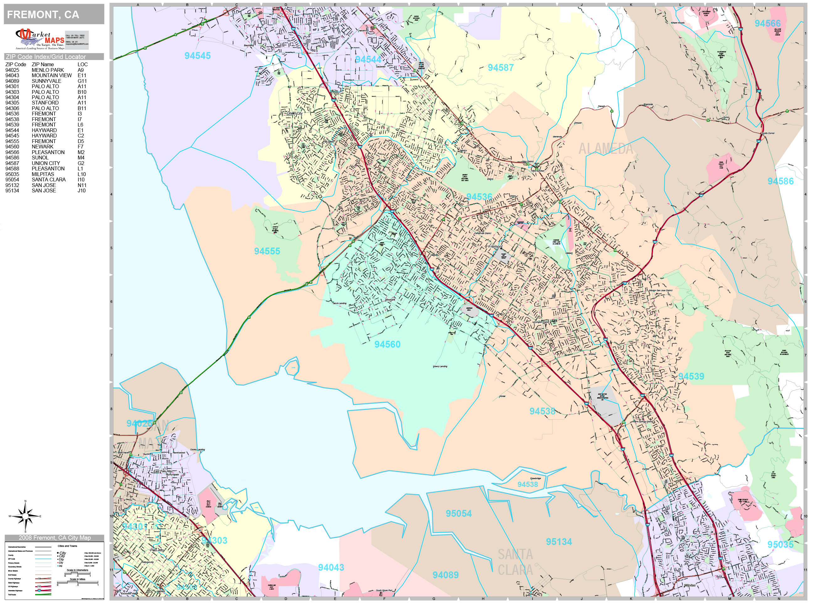 Fremont California Wall Map Premium Style By MarketMAPS MapSales   Fremont CA 