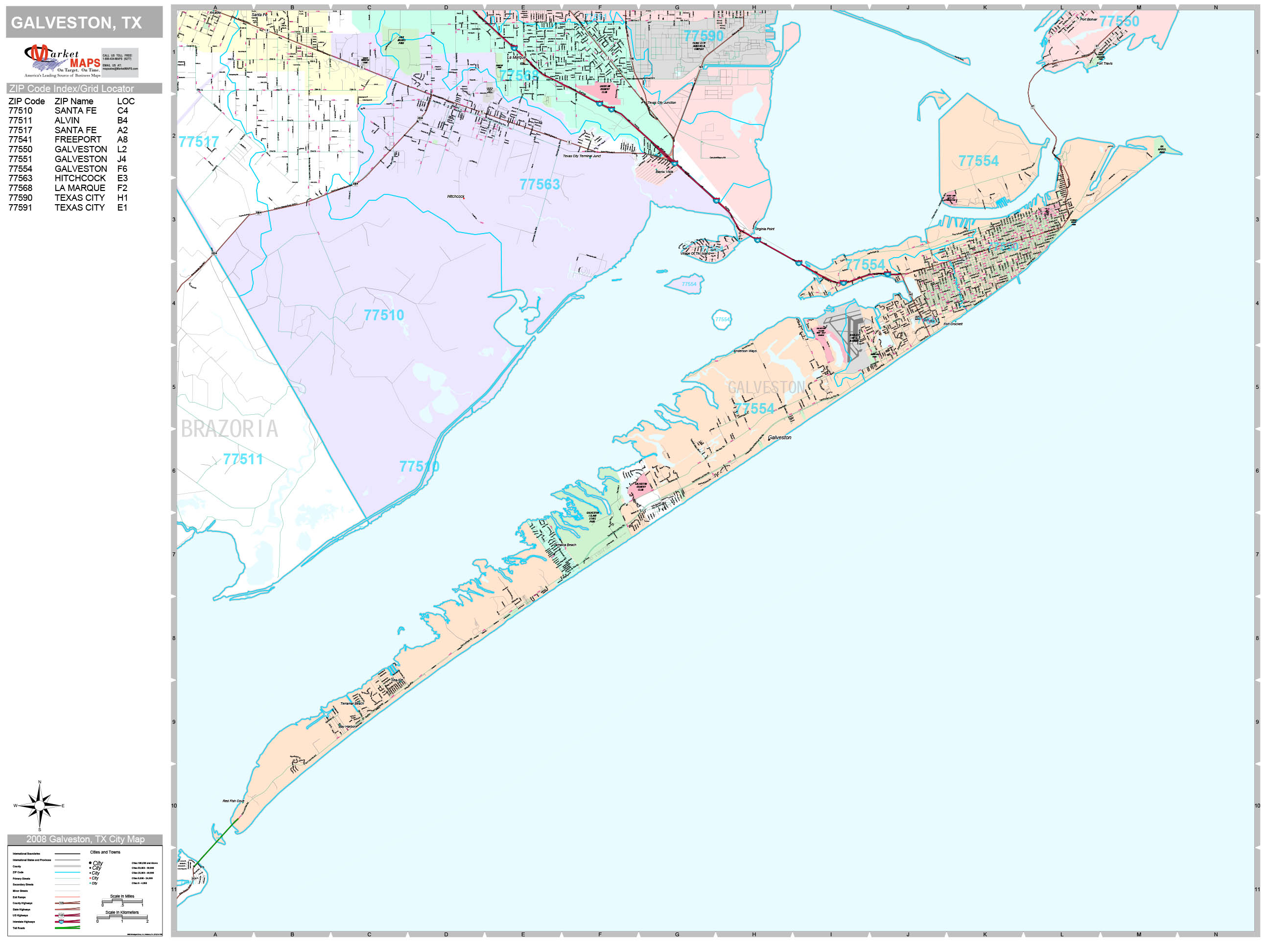 Galveston Texas Wall Map Premium Style By Marketmaps Images And 