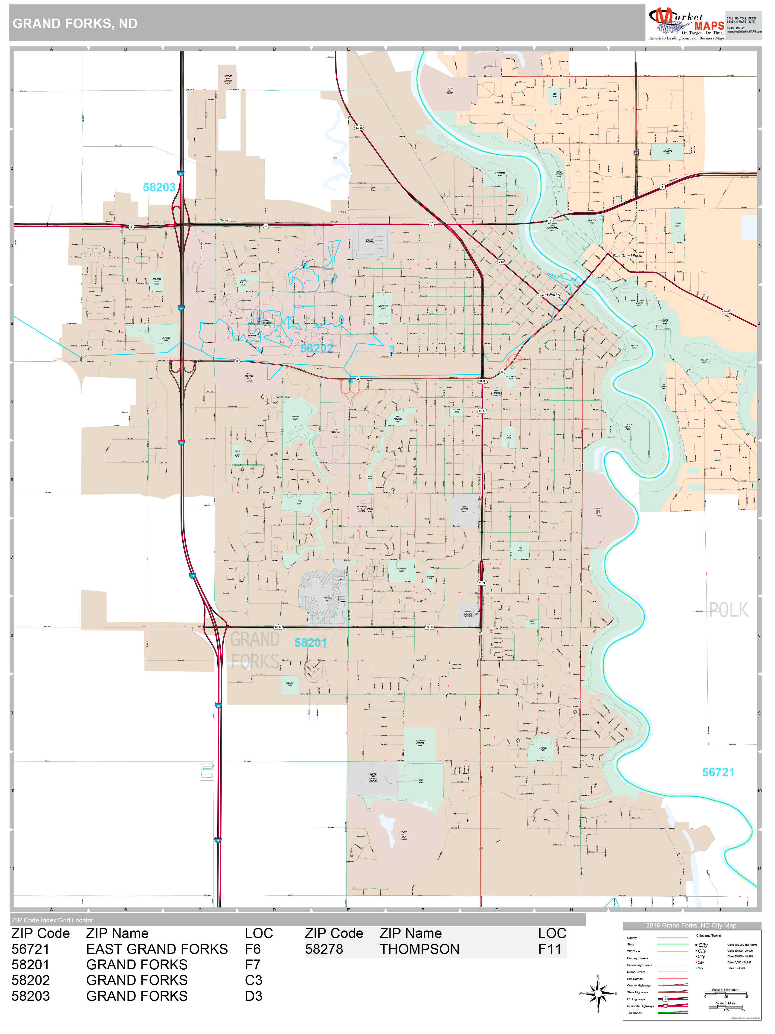 Grand Forks North Dakota Wall Map Premium Style By Marketmaps 0404