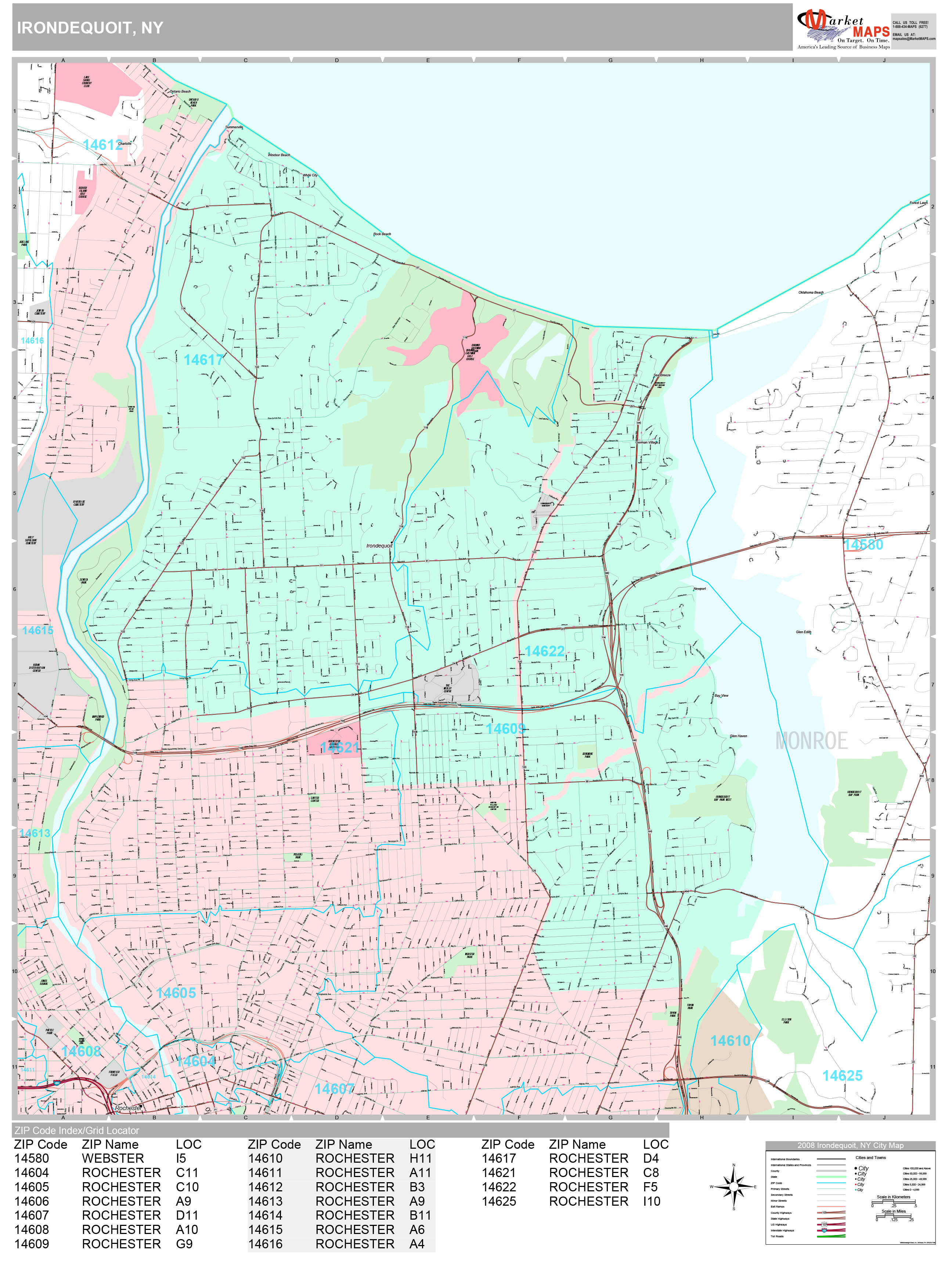 Irondequoit New York Wall Map (Premium Style) by MarketMAPS