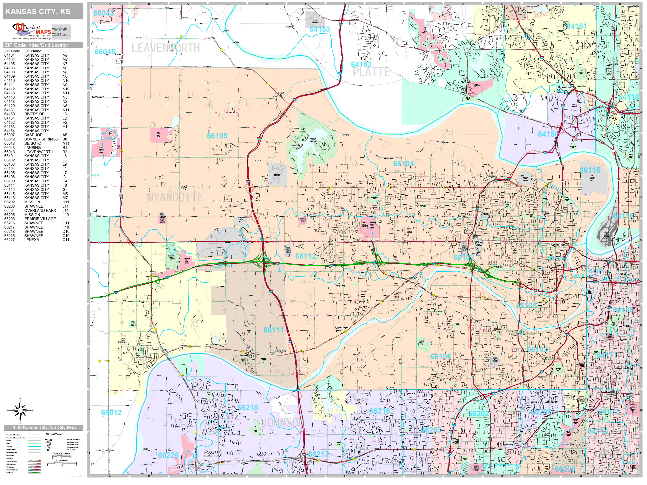 Kansas City Kansas Wall Map (Premium Style) by MarketMAPS - MapSales