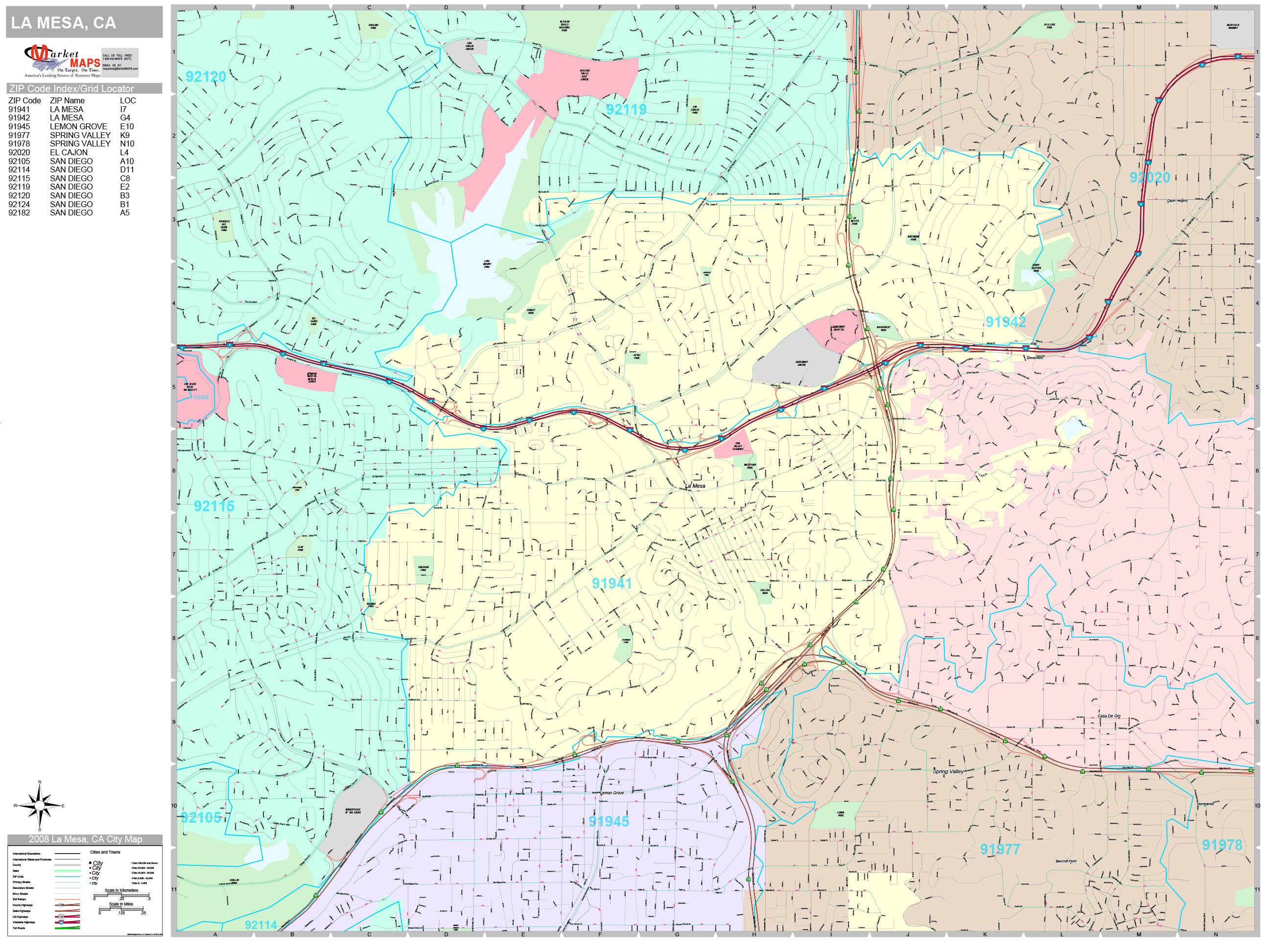 La Mesa California Wall Map Premium Style By Marketmaps