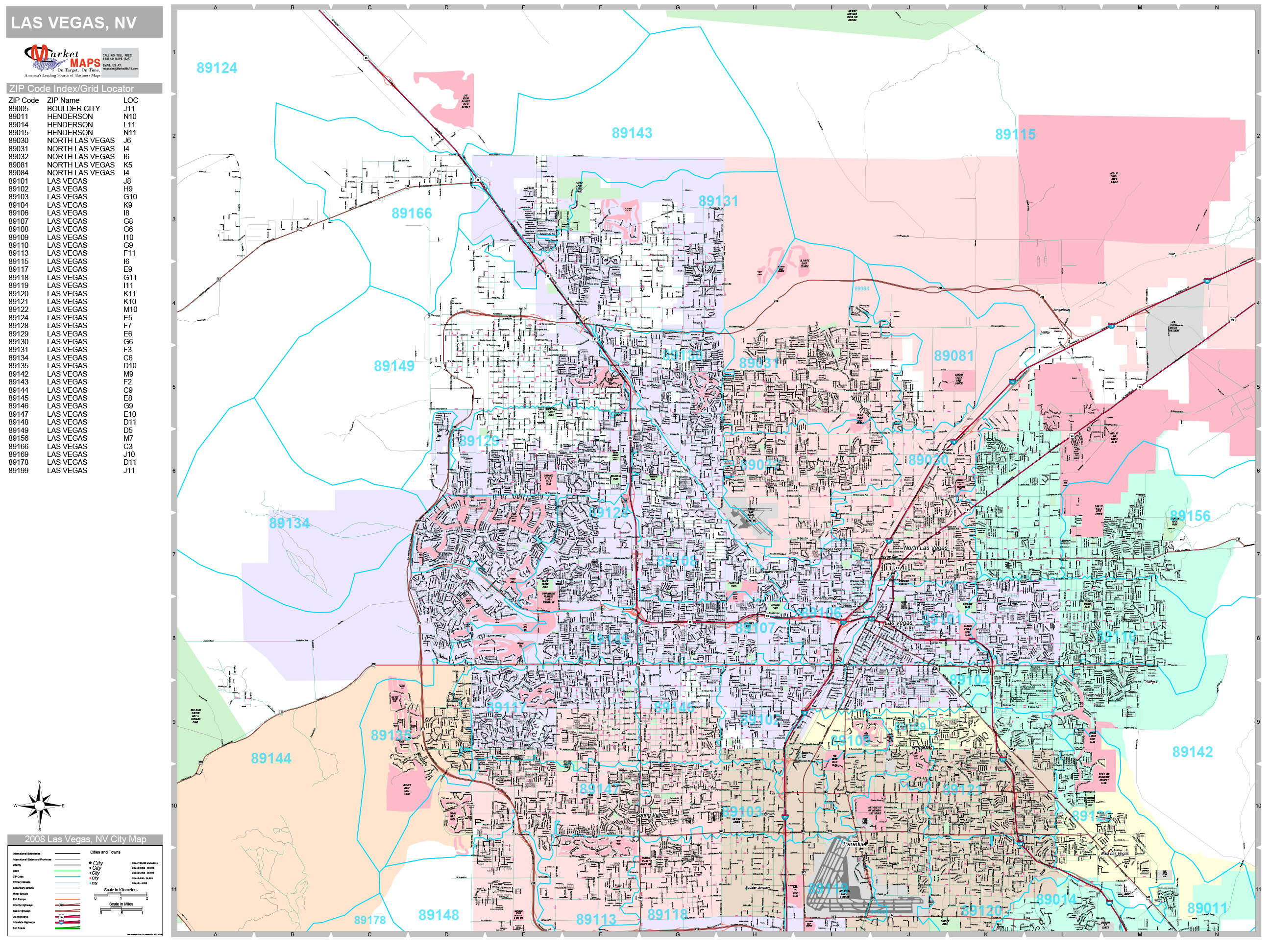 Las Vegas Nevada Wall Map (Premium Style) by MarketMAPS