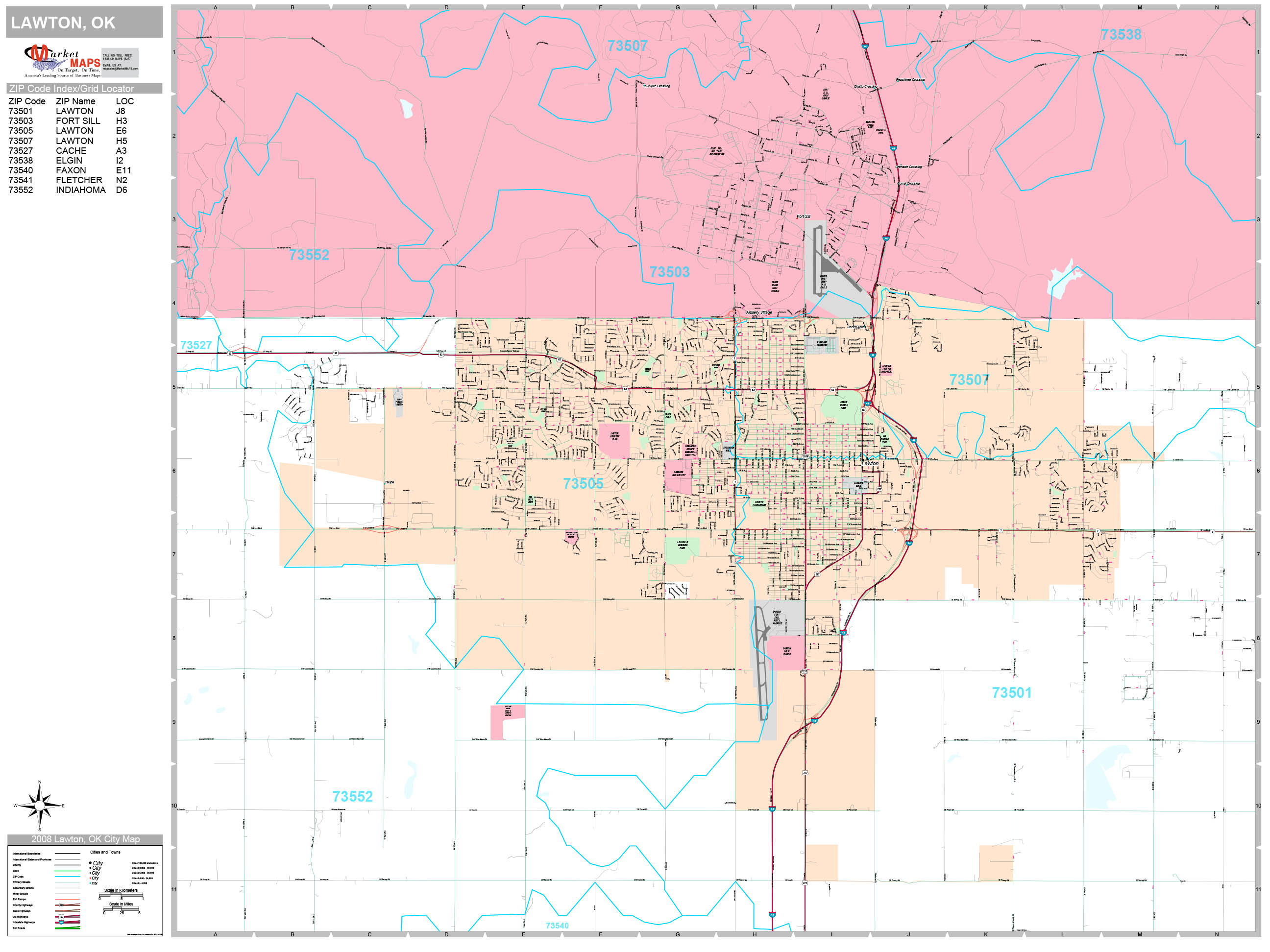 Lawton Oklahoma Wall Map Premium Style By Marketmaps 9184